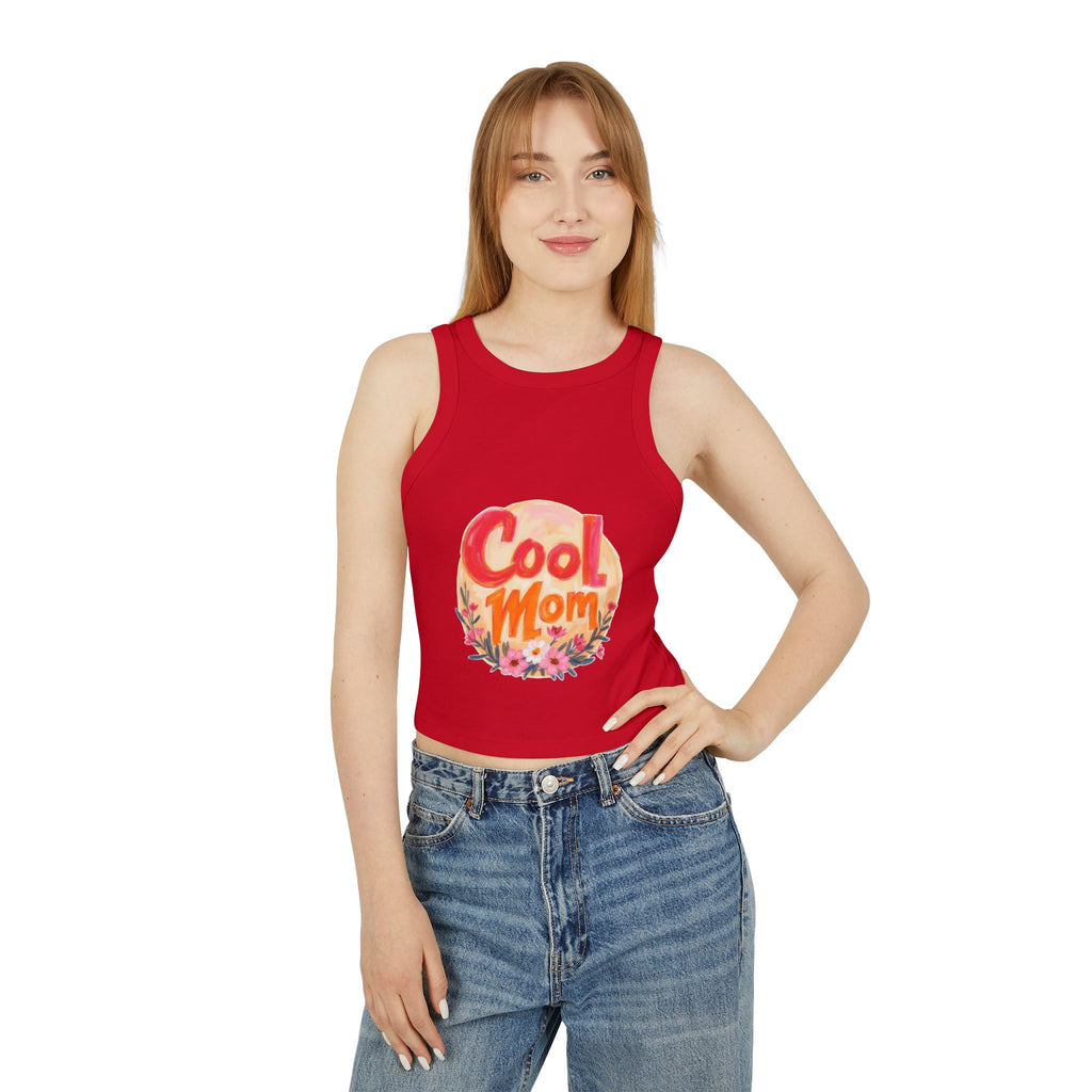Cool Mom Racer Tank — Women's 'Cool Mom' Floral Micro Rib Tank Top (LOVE Back)
