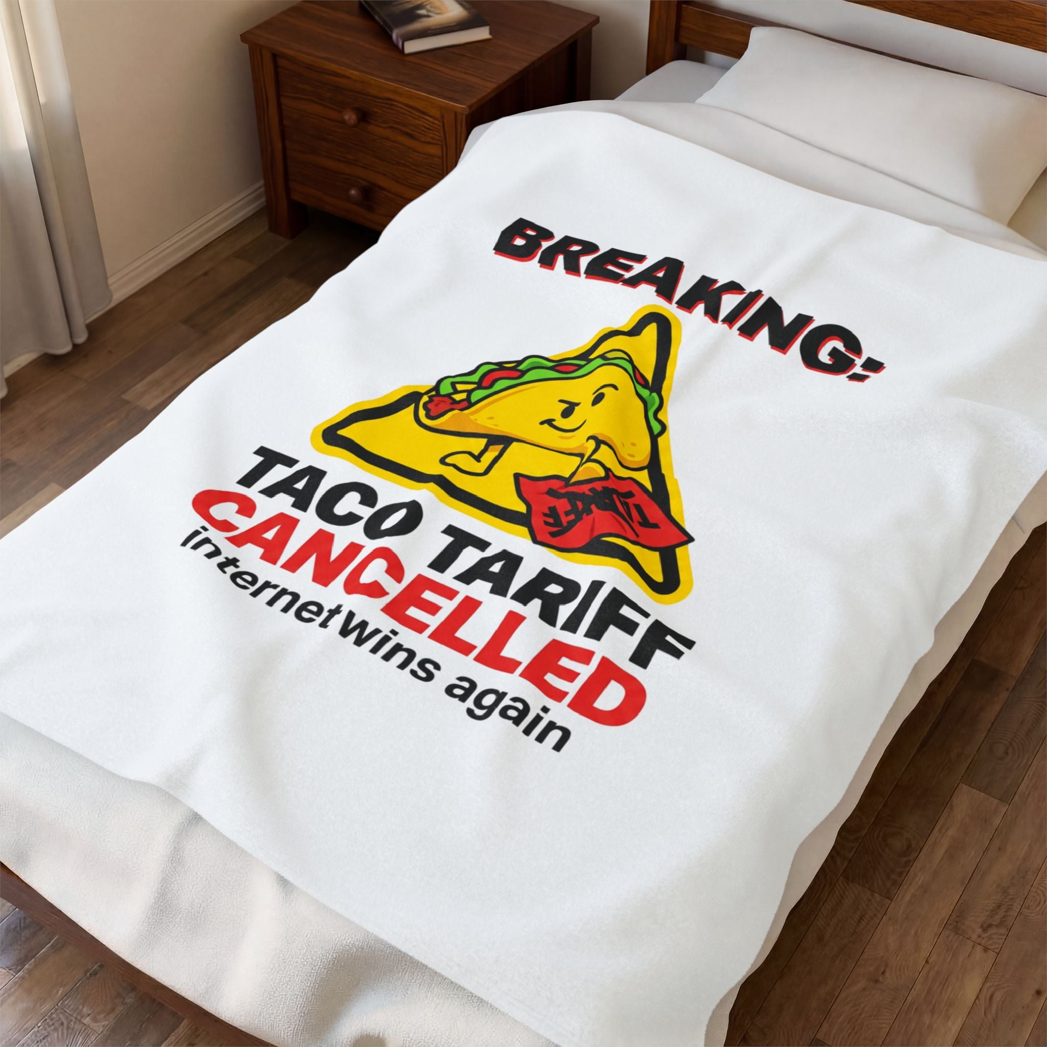 Taco Tariff Cancelled Blanket | political taco pun, protest typography