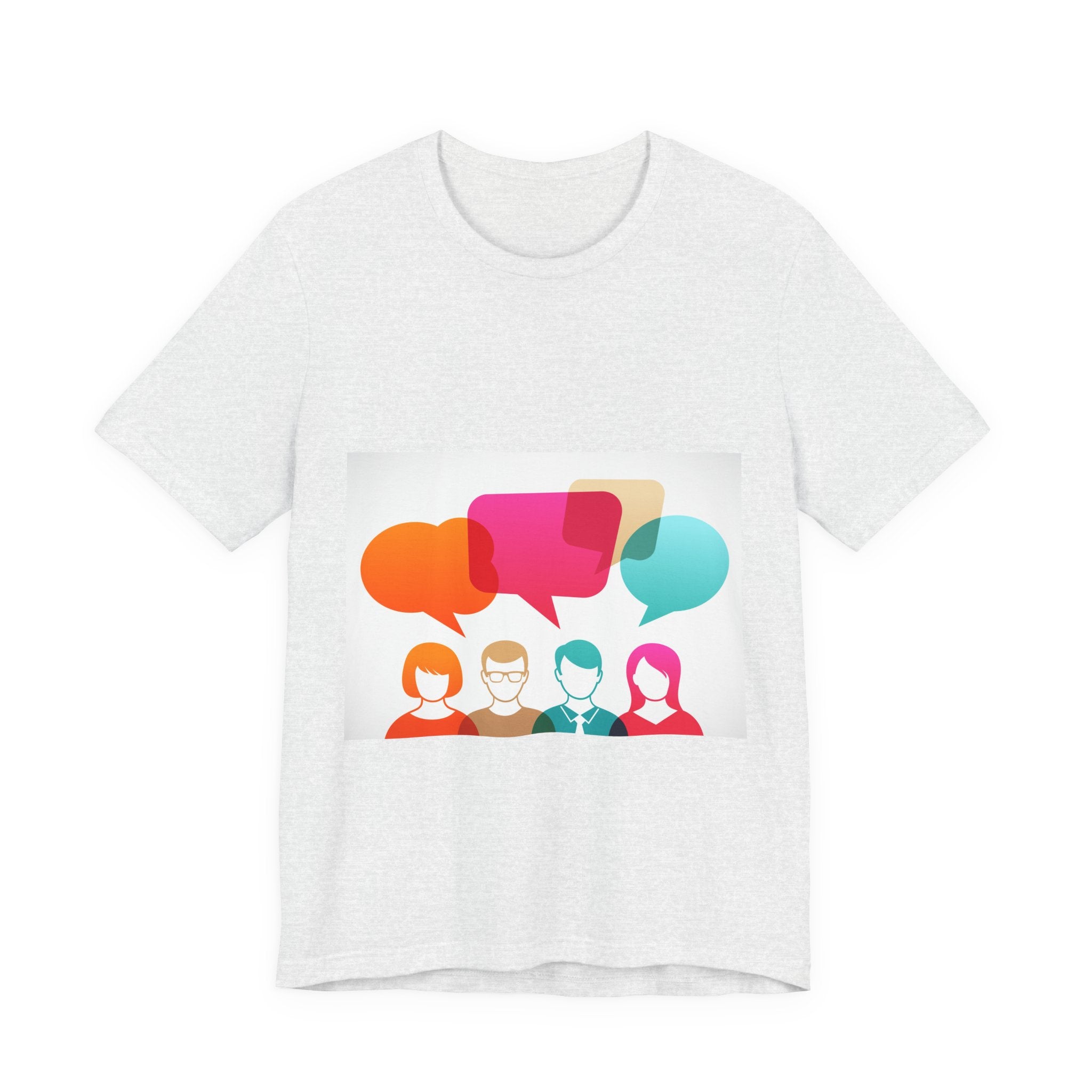 Conversation Crew Graphic Tee — Colorful Speech Bubble Design