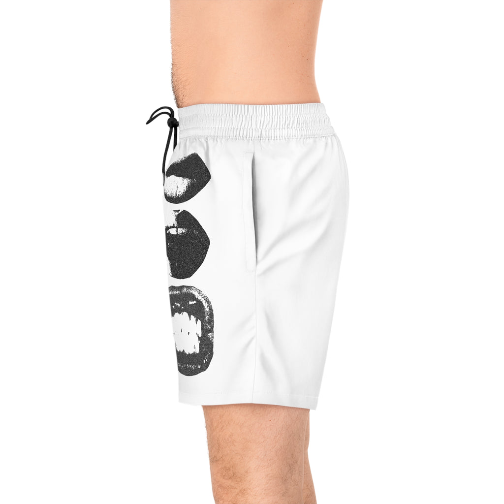 Men's Swim Shorts — Monochrome Pop-Art Lips Print