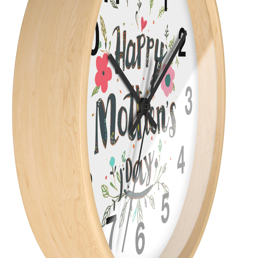 Mother's Day Wall Clock — 'Happy Mother's Day' Floral Decorative Clock