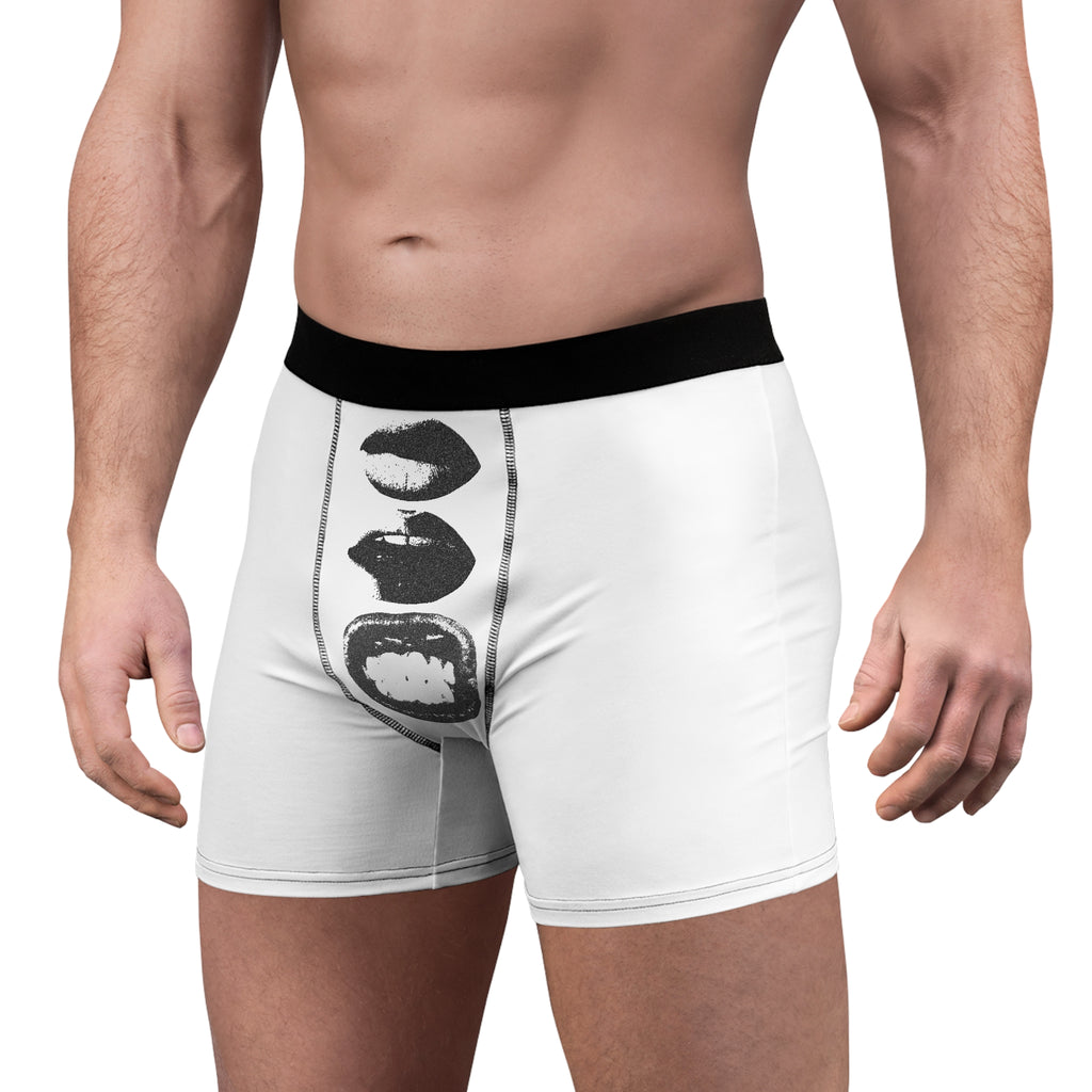 Boxer Briefs — Monochrome Lip Print AOP