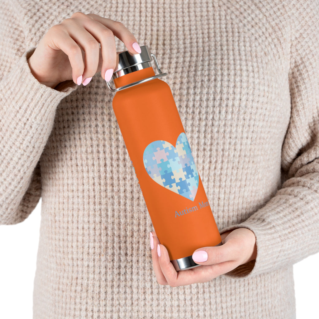 Autism Mom Puzzle Heart Copper Insulated Bottle — 22oz Vacuum Flask