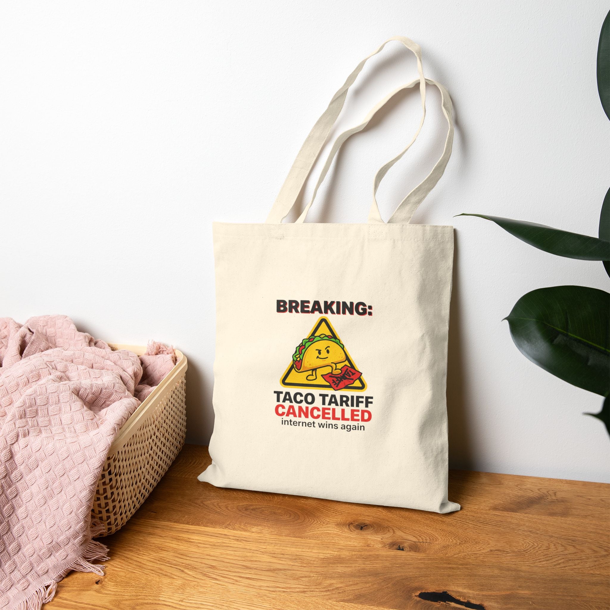 Taco Tariff Cancelled Tote | political taco pun, protest typography