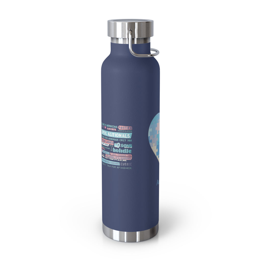Autism Mom Puzzle Heart Copper Insulated Bottle — 22oz Vacuum Flask