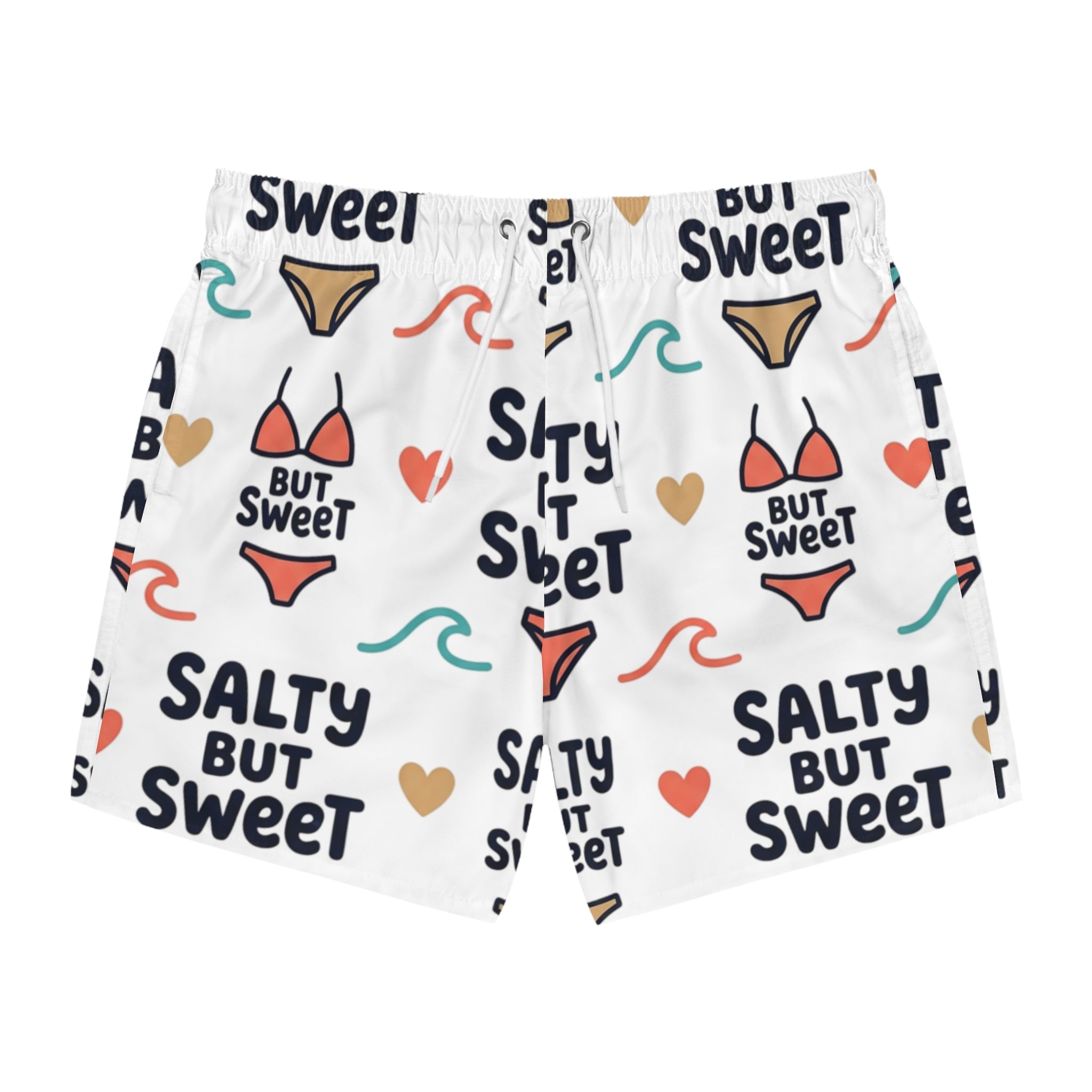 Swim Trunks — "Salty But Sweet" All-Over Print Beach Shorts