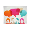 Conversation Community Throw Blanket — Colorful Speech Bubble People Design
