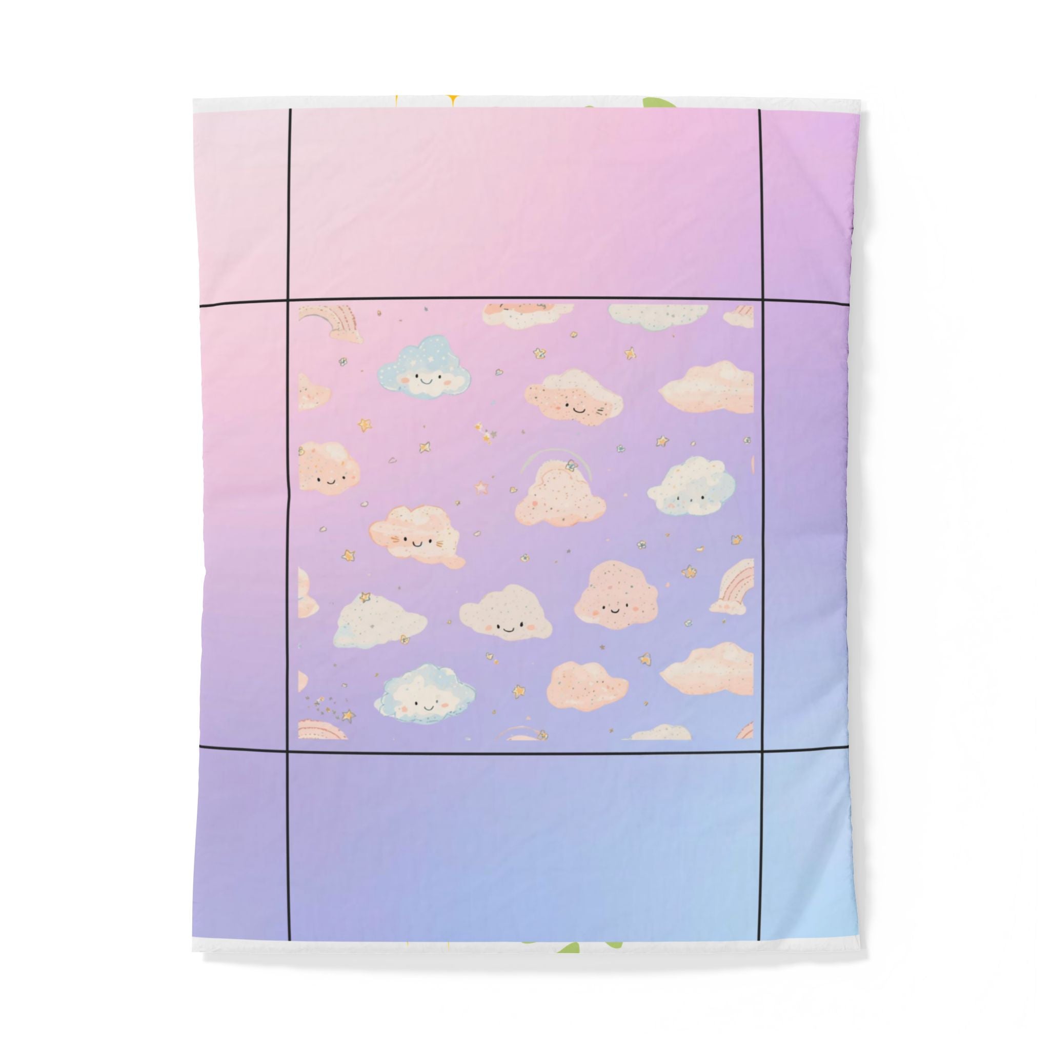 Pastel Kawaii Cloud Duvet Cover – Cute Gradient Cotton Bedding for Kids & Teens