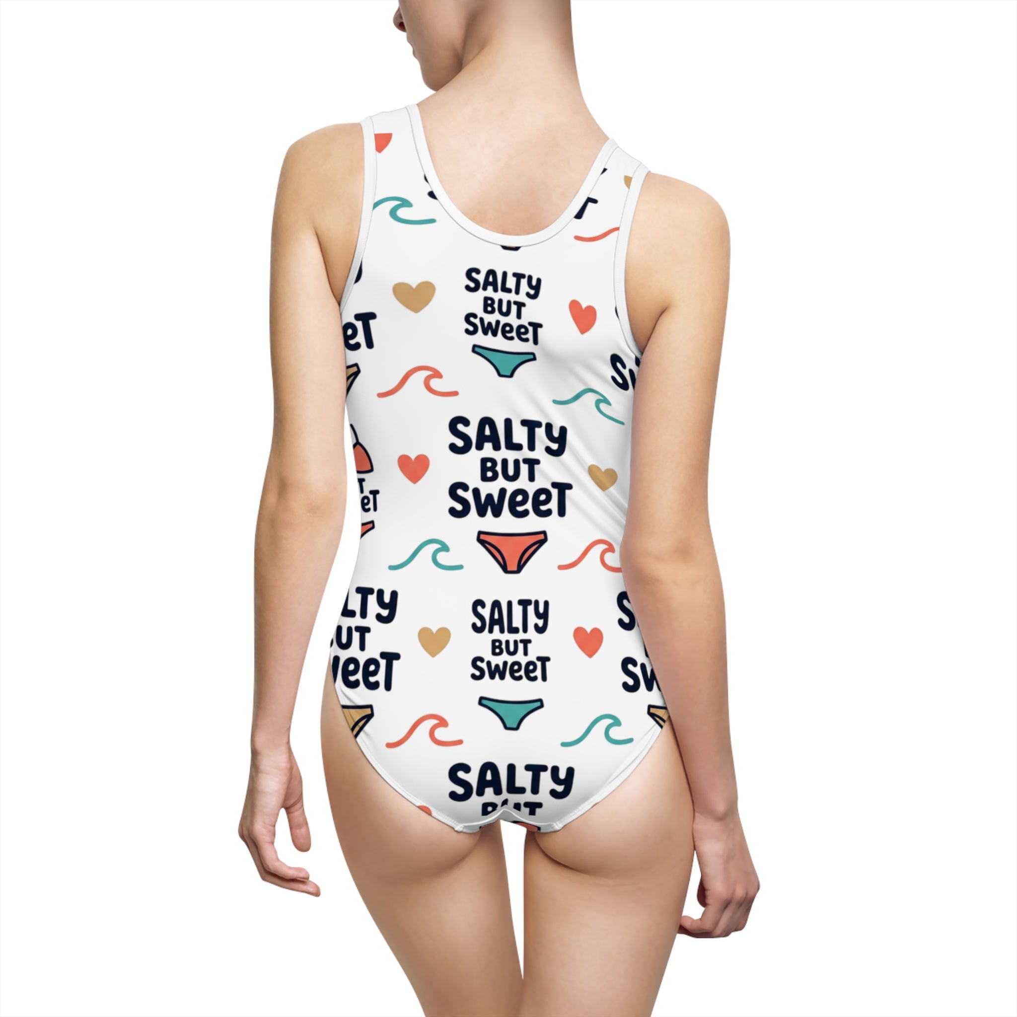 One-Piece Swimsuit — "Salty But Sweet" Patterned Beach Swimwear