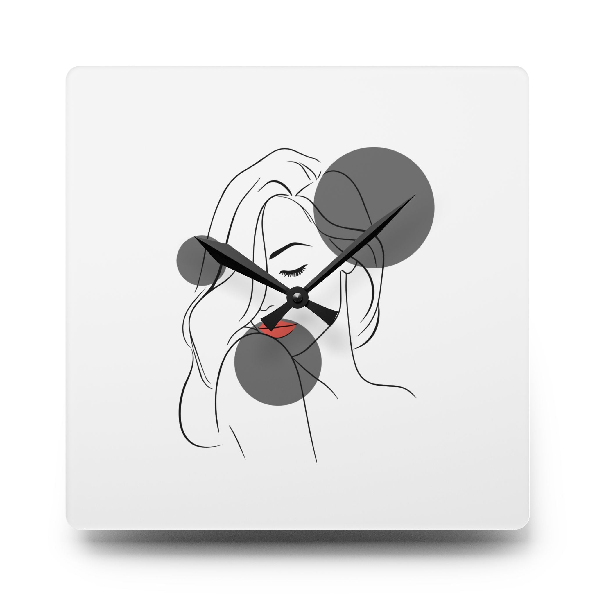 Minimalist Line Art Face Acrylic Wall Clock — Modern Abstract Portrait Decor