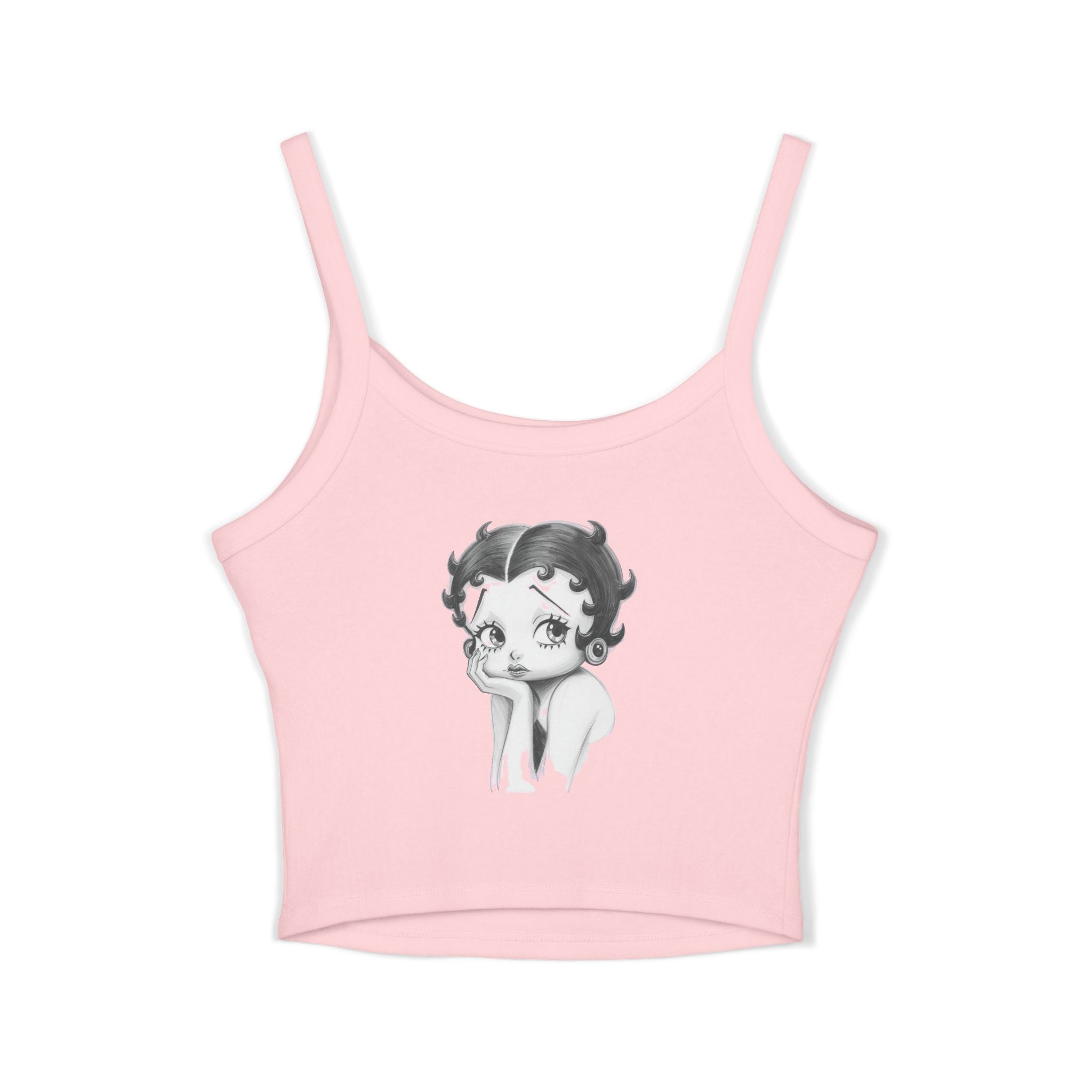 Betty Boop Heart Crop Tank Top — Cute Retro Cartoon Graphic Spaghetti-Strap Tank