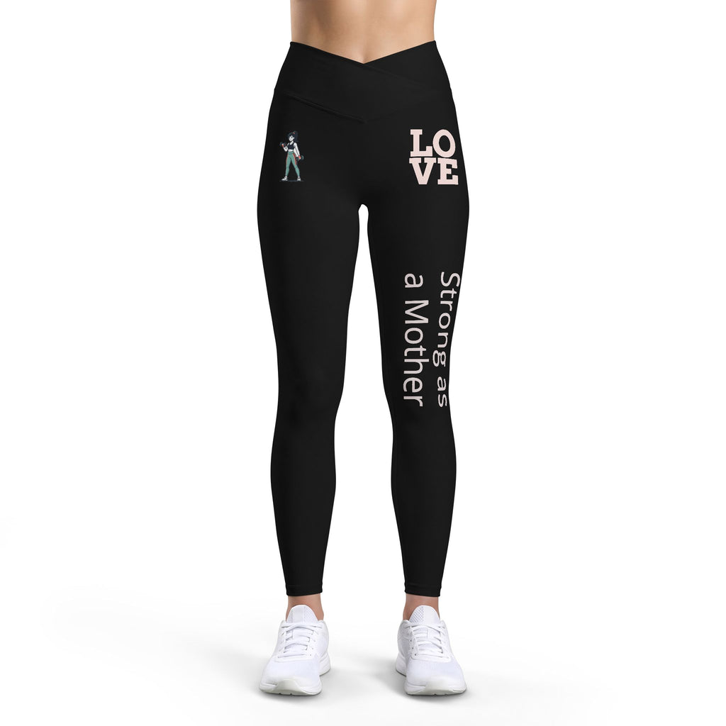 Strong as a Mother Leggings — 'LOVE' Graphic Women's Active Yoga Pants