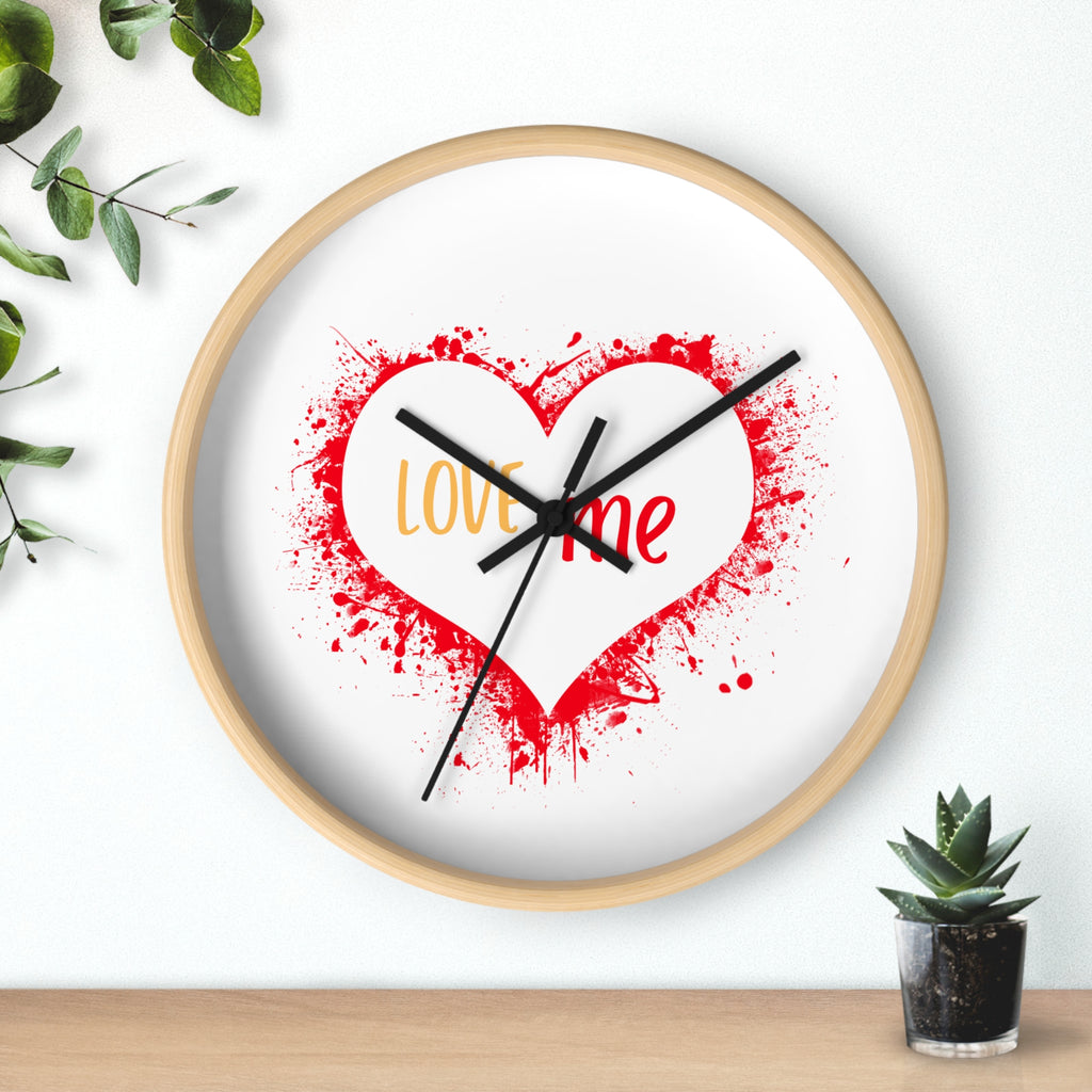 Love Me Heart Wall Clock — Red Splash Valentine's Home Decor