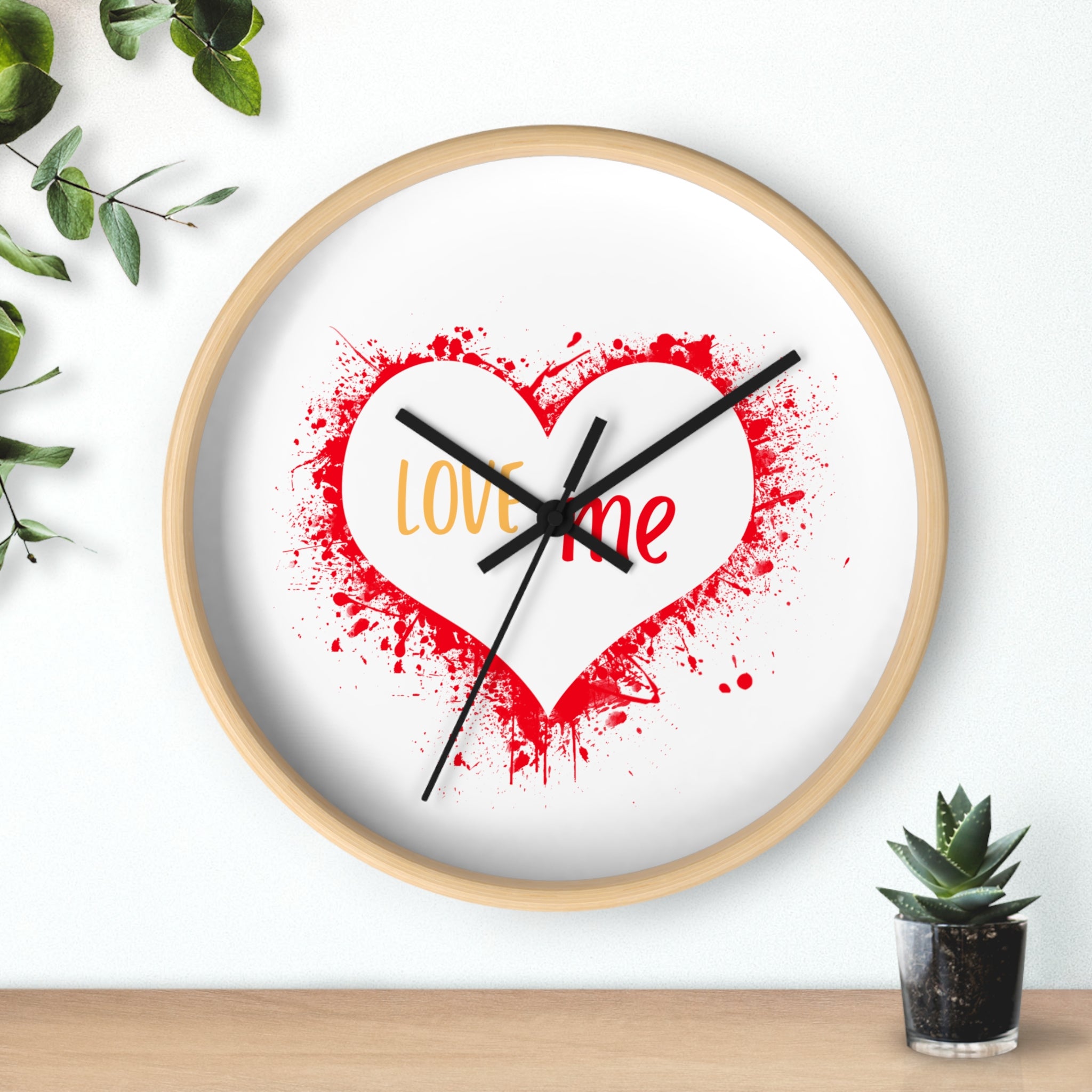 Love Me Heart Wall Clock — Red Splash Valentine's Home Decor