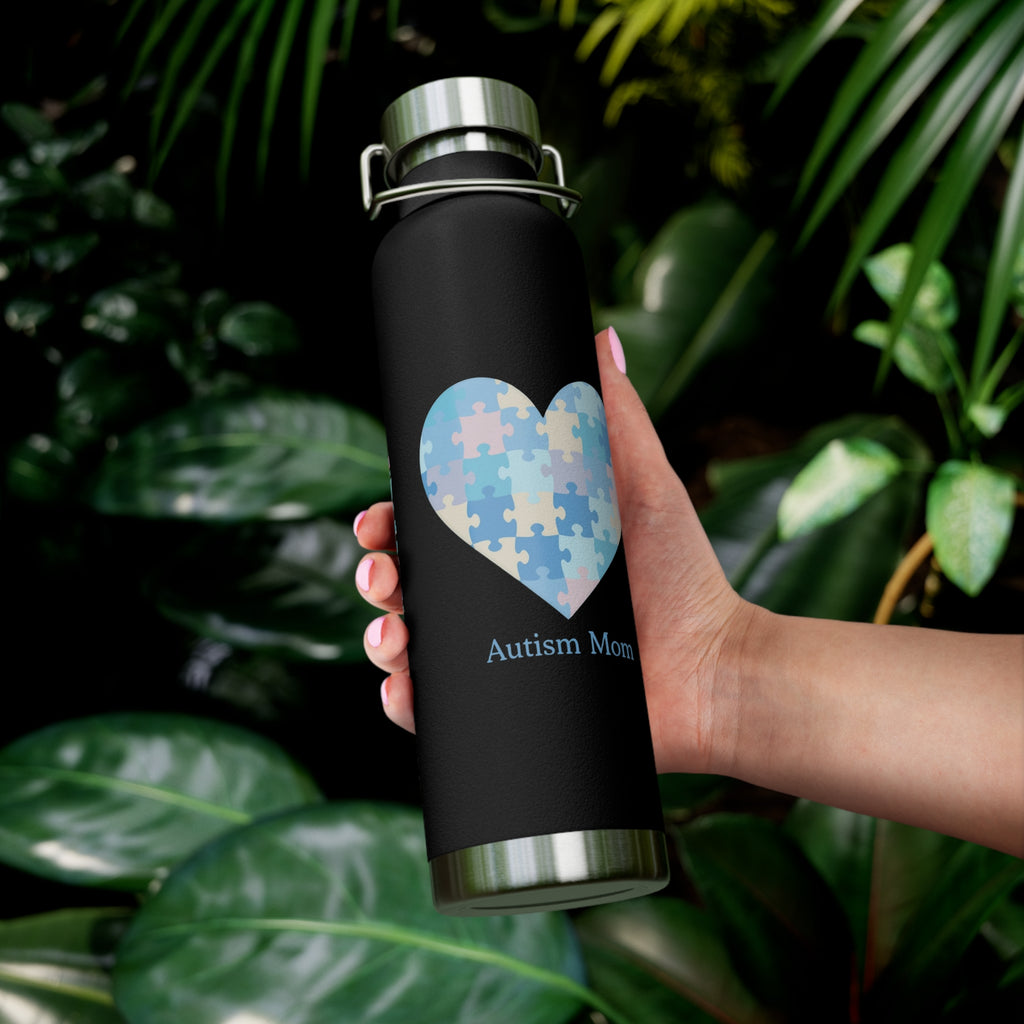 Autism Mom Puzzle Heart Copper Insulated Bottle — 22oz Vacuum Flask