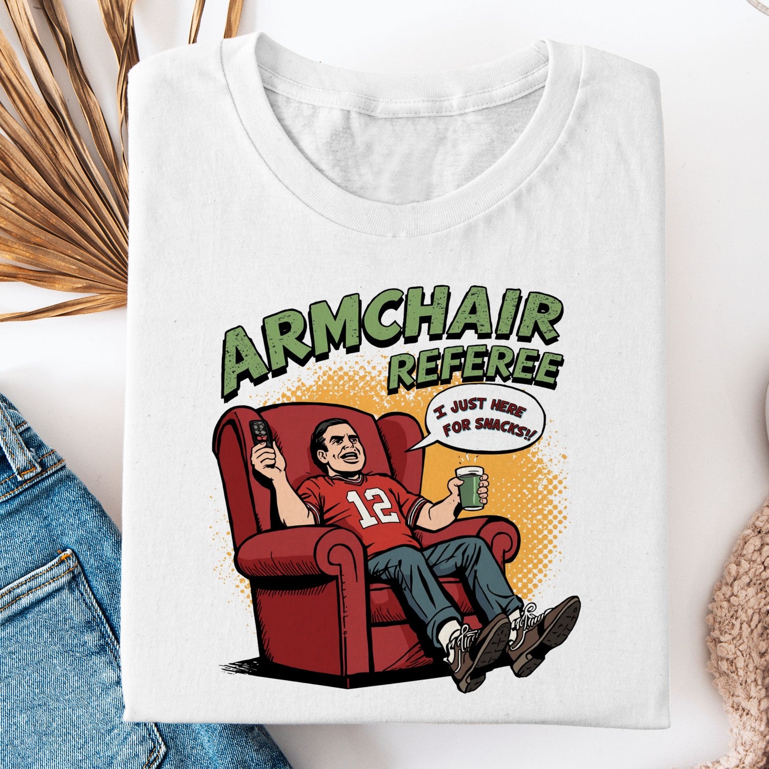 Armchair Referee Shirt, Funny Football Fan Tee, I Just Here For Snacks Shirt, Game Day T Shirt, Sports Lover Gift, Football Watching Tee