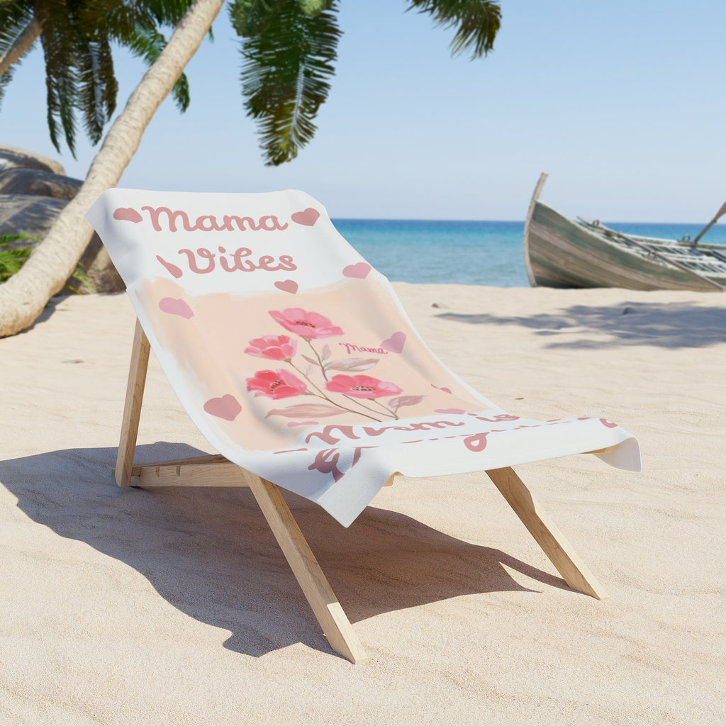Mama Vibes Floral Beach Towel — 'Mom is Everything' Mother's Day Pool Towel