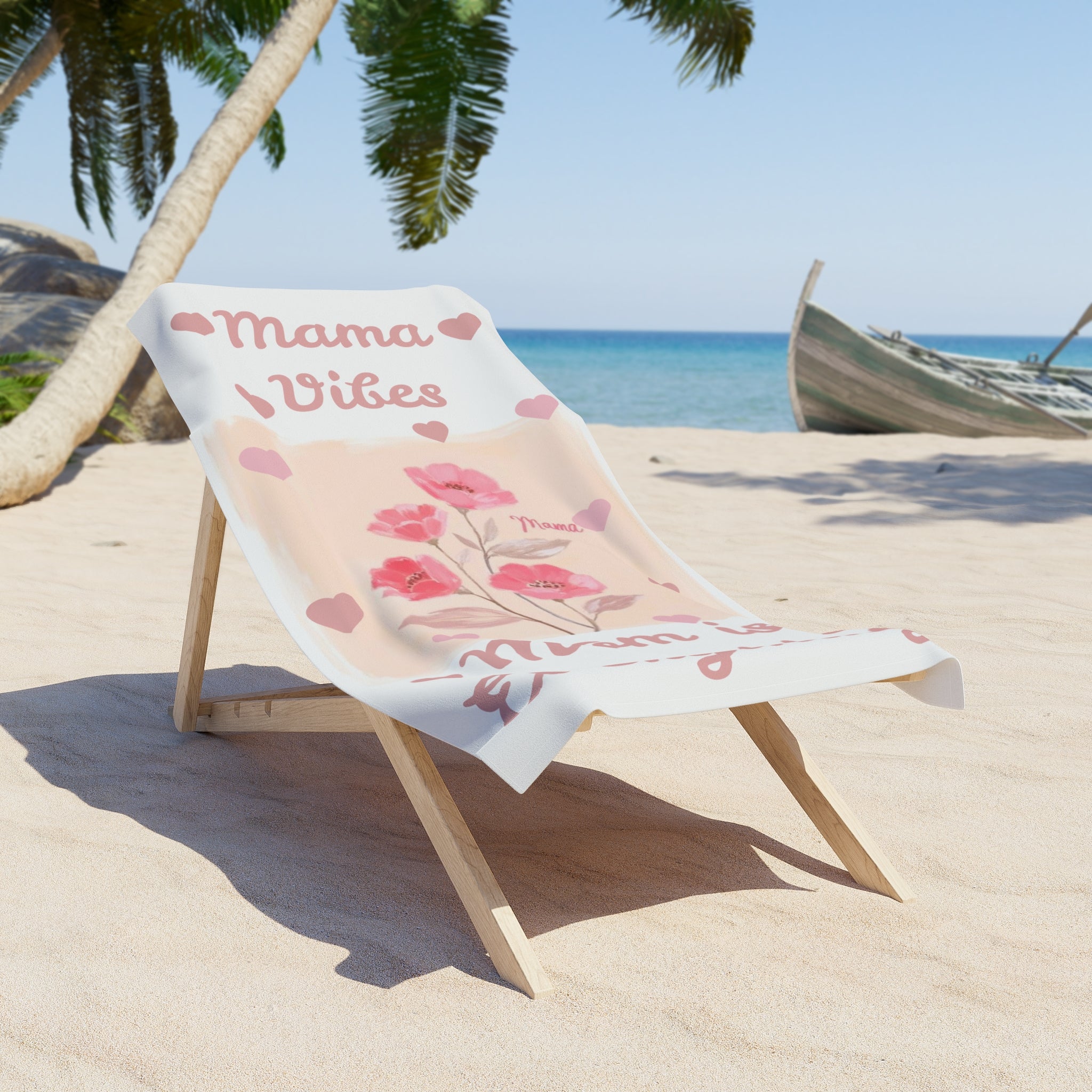 Mama Vibes Floral Beach Towel — 'Mom is Everything' Mother's Day Pool Towel