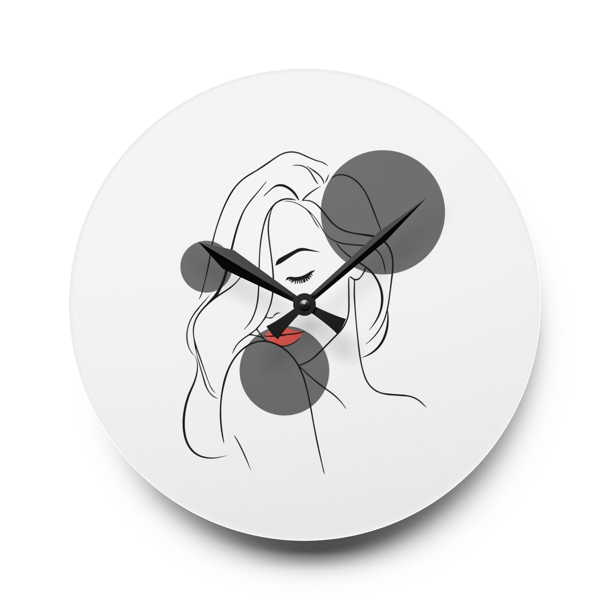Minimalist Line Art Face Acrylic Wall Clock — Modern Abstract Portrait Decor