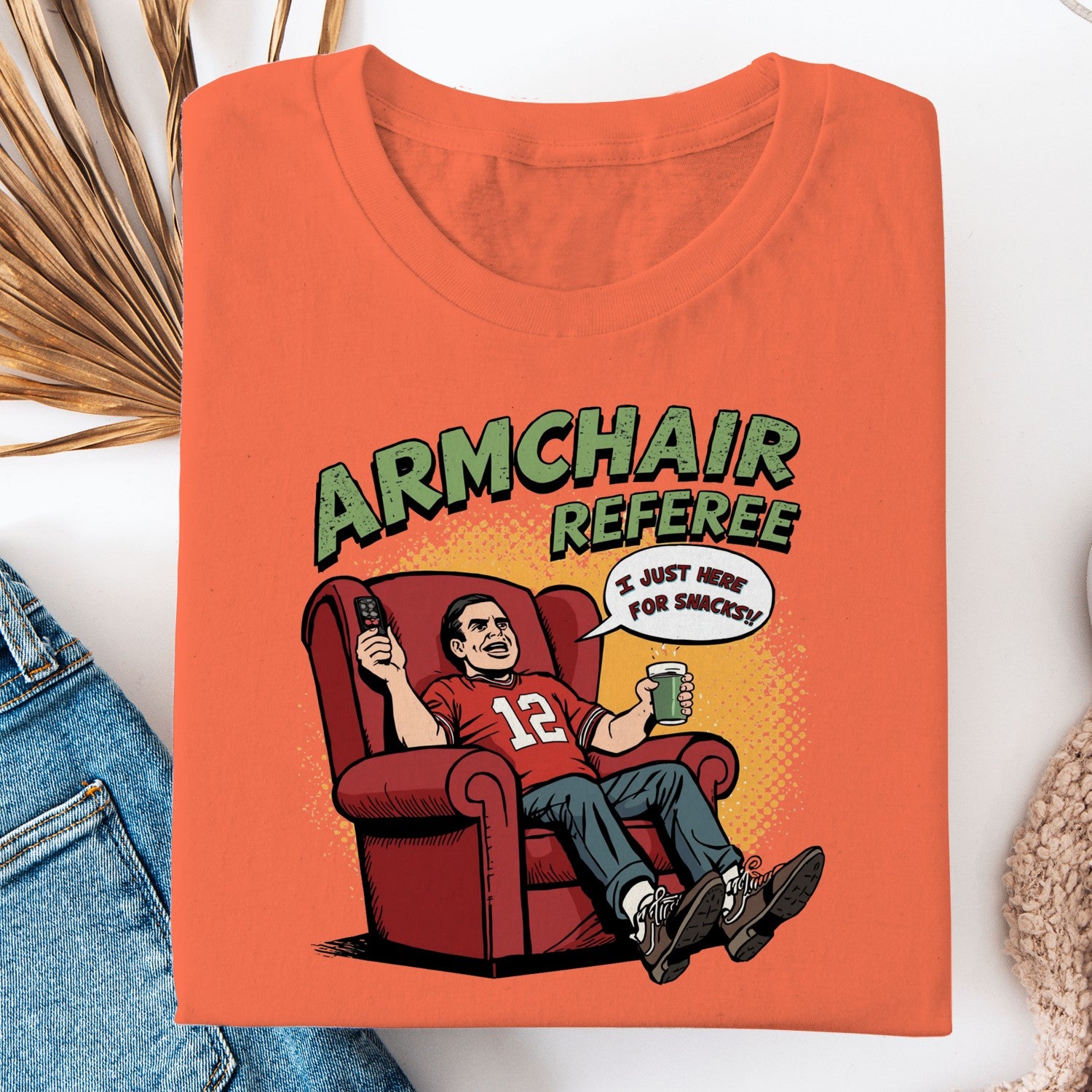 Armchair Referee Shirt, Funny Football Fan Tee, I Just Here For Snacks Shirt, Game Day T Shirt, Sports Lover Gift, Football Watching Tee