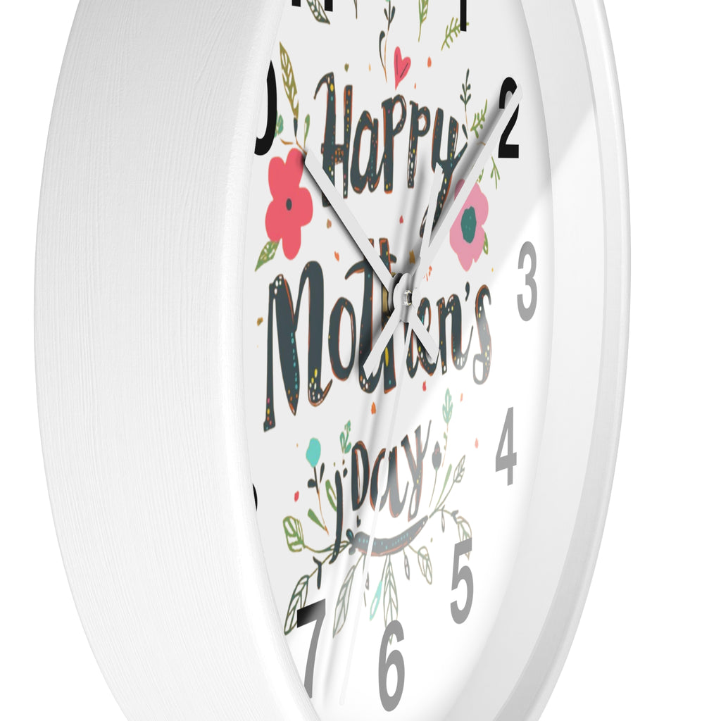 Mother's Day Wall Clock — 'Happy Mother's Day' Floral Decorative Clock