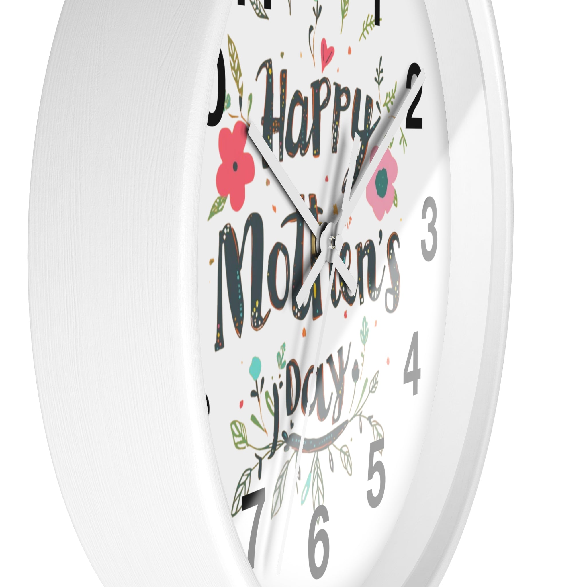Mother's Day Wall Clock — 'Happy Mother's Day' Floral Decorative Clock