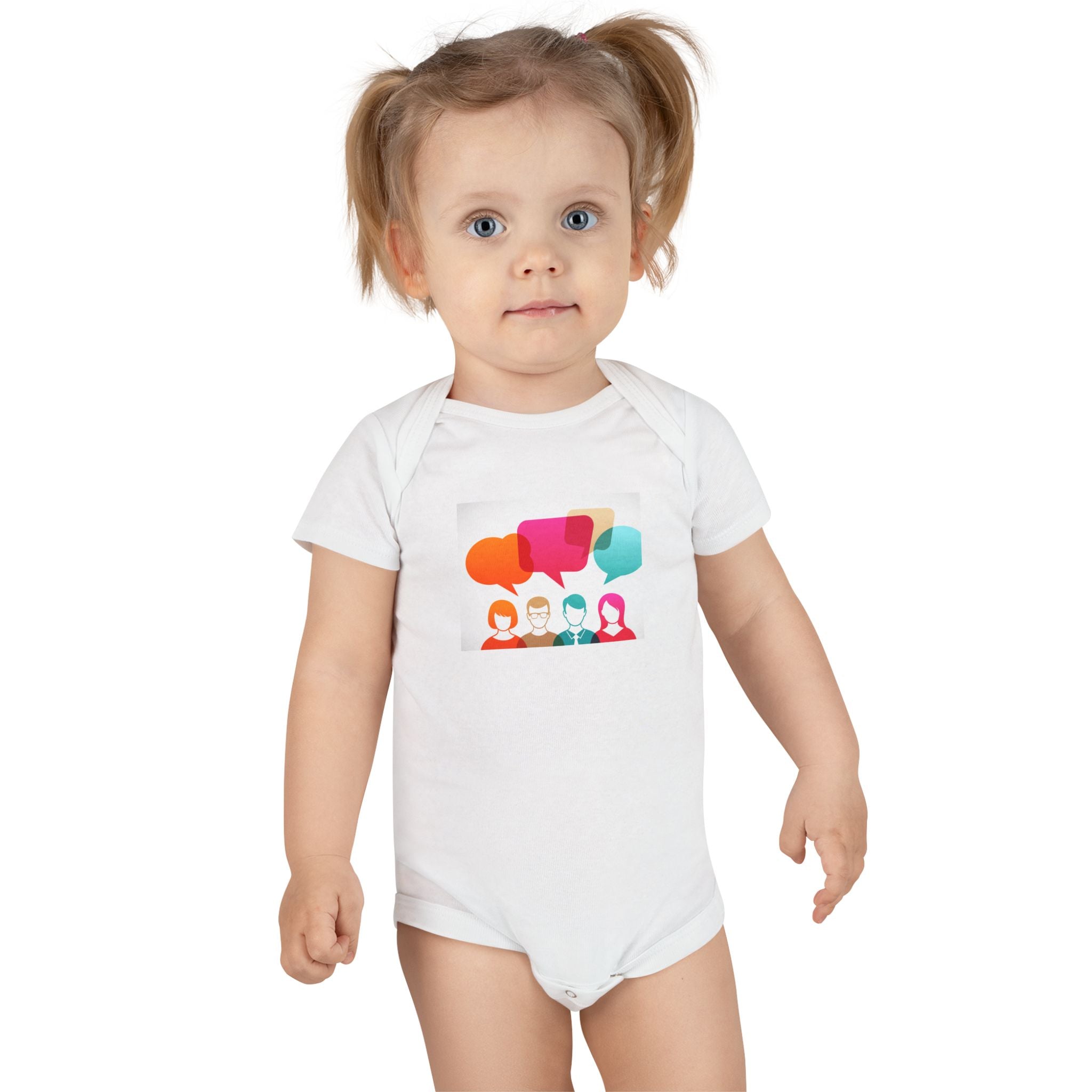 Organic Baby Onesie with Colorful Conversation Icons – Cute Social Media Speech Bubble Bodysuit for Newborns