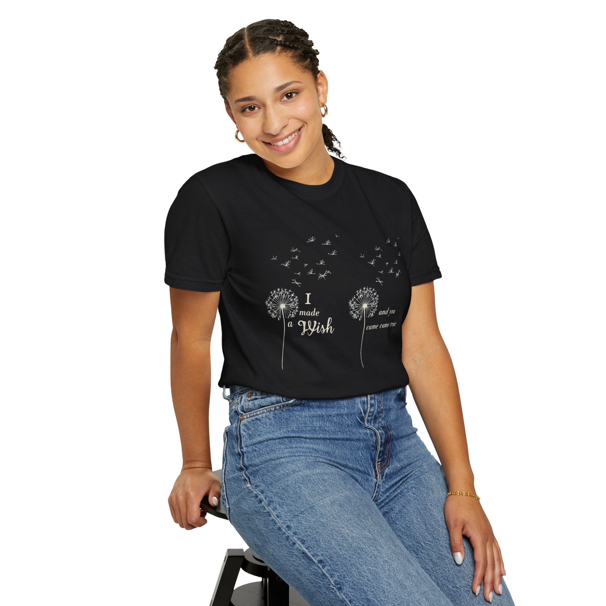 T-Shirt — Dandelion 'I Made a Wish' Front & Bold LOVE Back