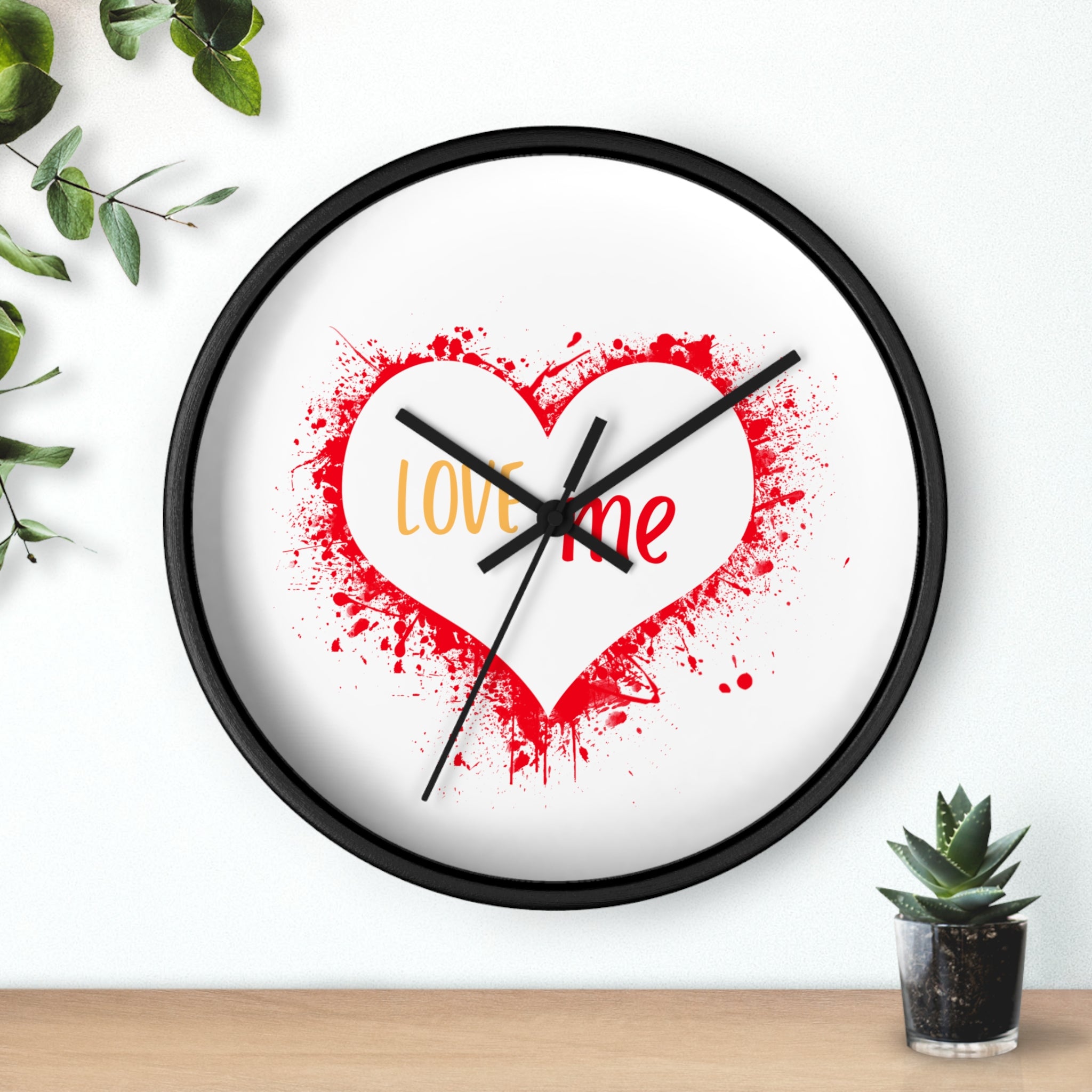 Love Me Heart Wall Clock — Red Splash Valentine's Home Decor