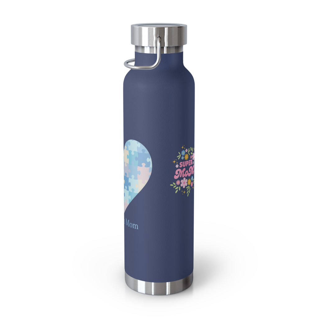 Autism Mom Puzzle Heart Copper Insulated Bottle — 22oz Vacuum Flask