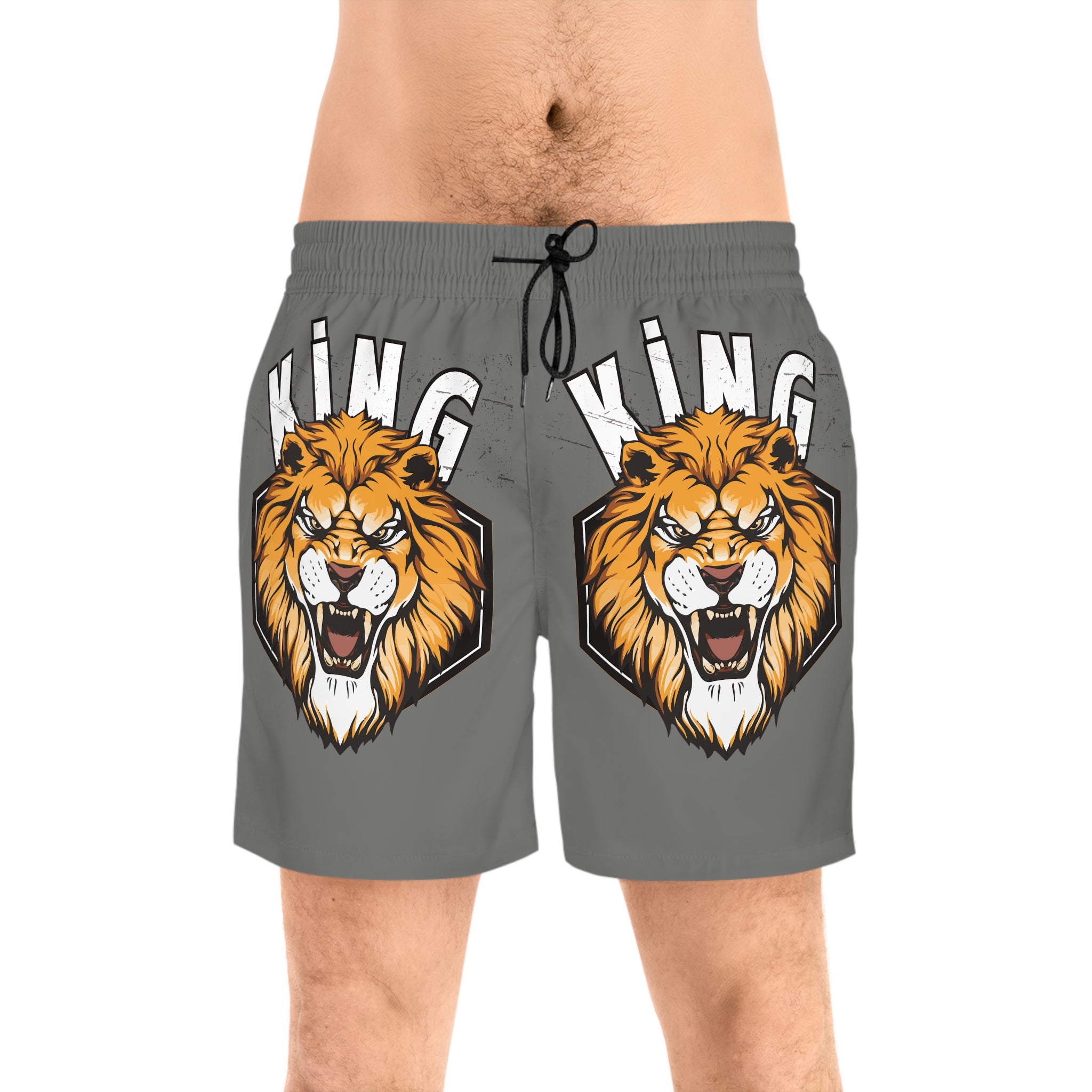 King Lion Swim Shorts — Men's Mid-Length Graphic Beach Trunks