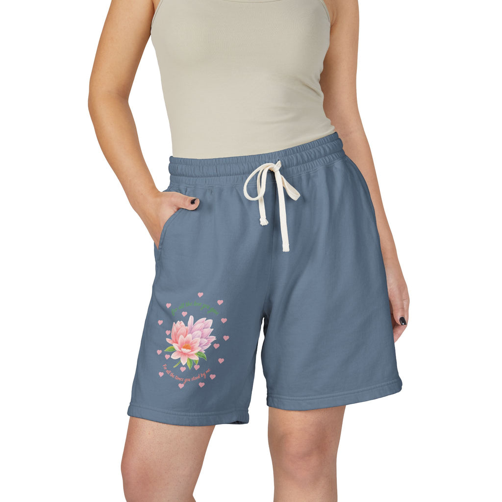 Floral Heart Blossom Sweat Shorts — "All the Love You Give" Lightweight Fleece