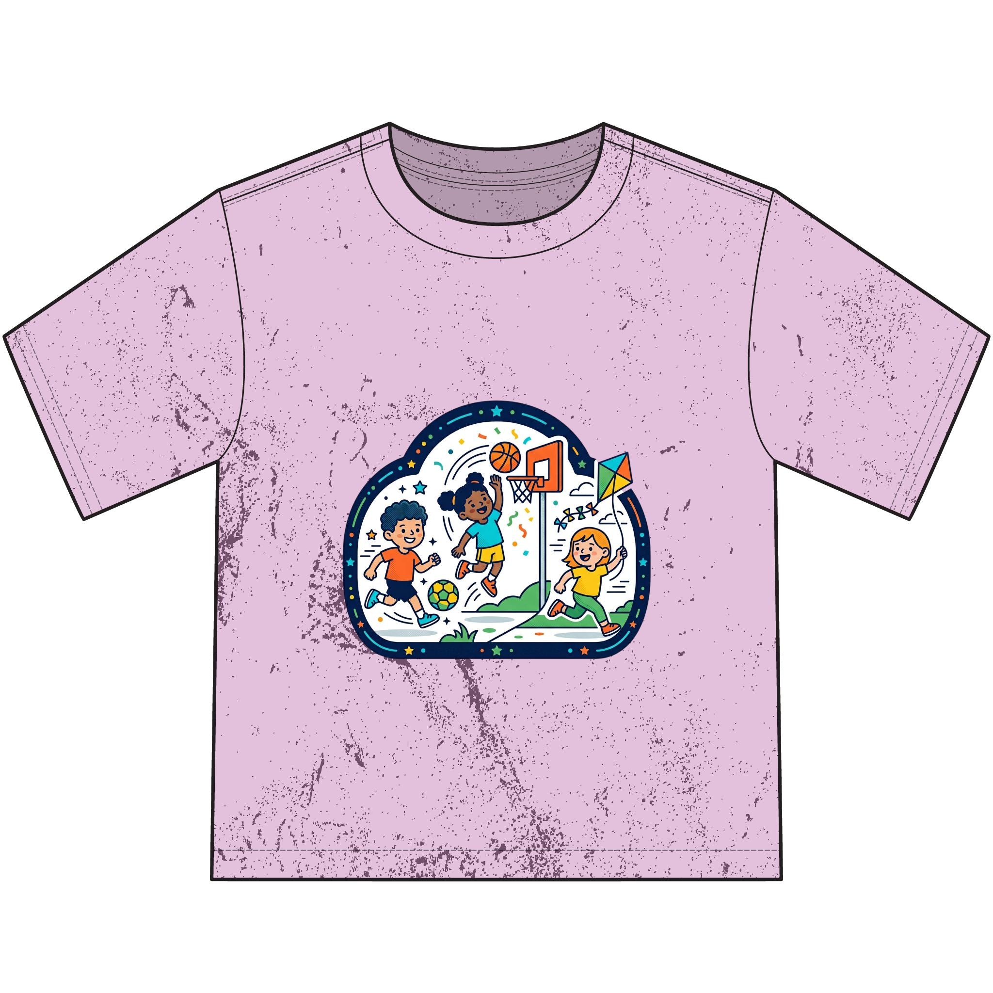 Kids Sports Playtime T-Shirt — Basketball & Soccer Adventure Graphic