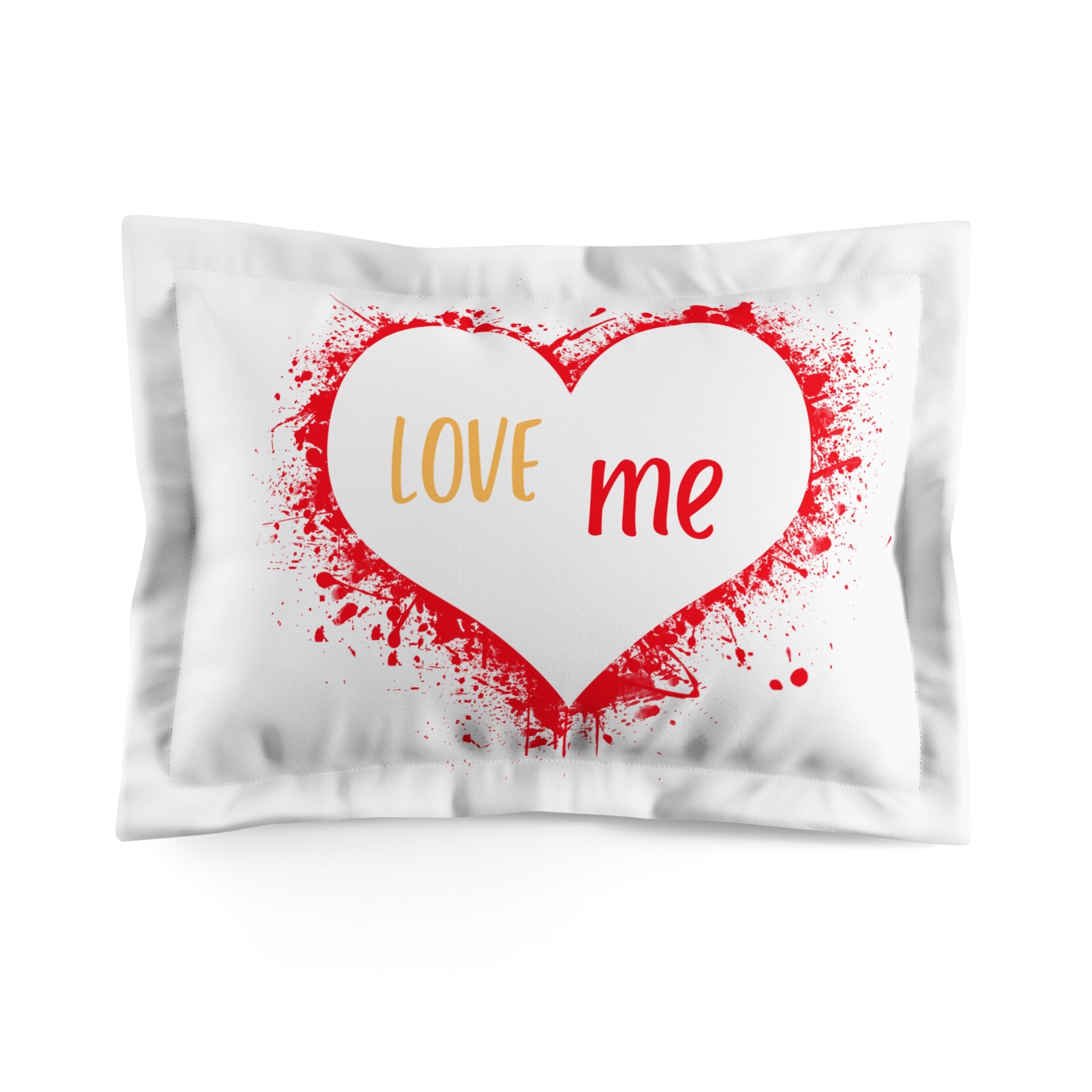 Love Me Heart Pillow Sham – Romantic Red Splash Decorative Pillowcase