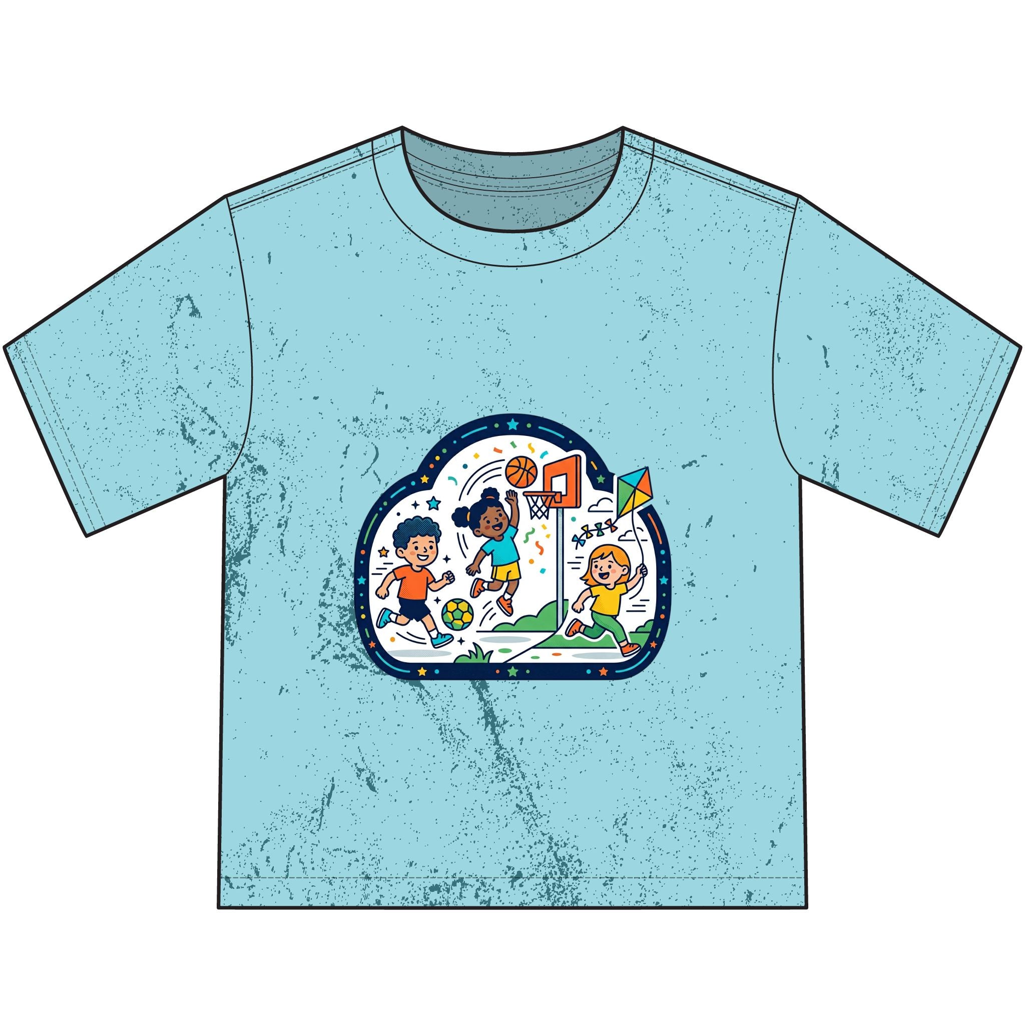 Kids Sports Playtime T-Shirt — Basketball & Soccer Adventure Graphic