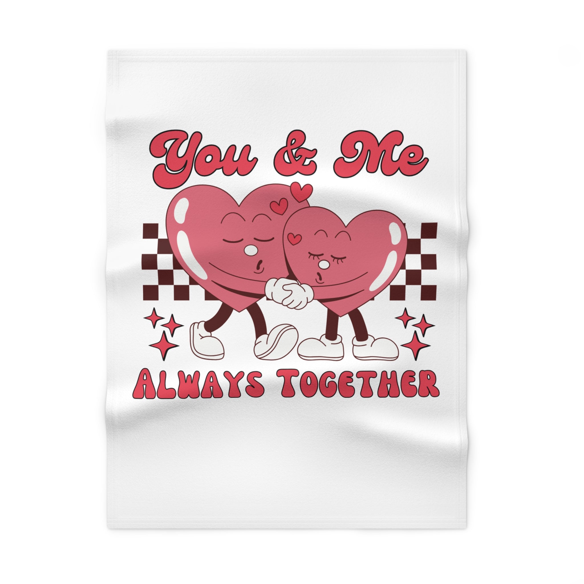 Baby Blanket — "You & Me Always Together" Cute Heart Couple Fleece