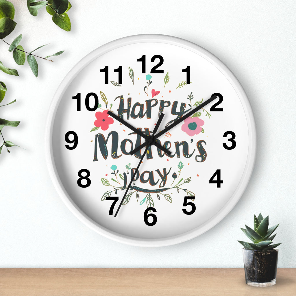 Mother's Day Wall Clock — 'Happy Mother's Day' Floral Decorative Clock