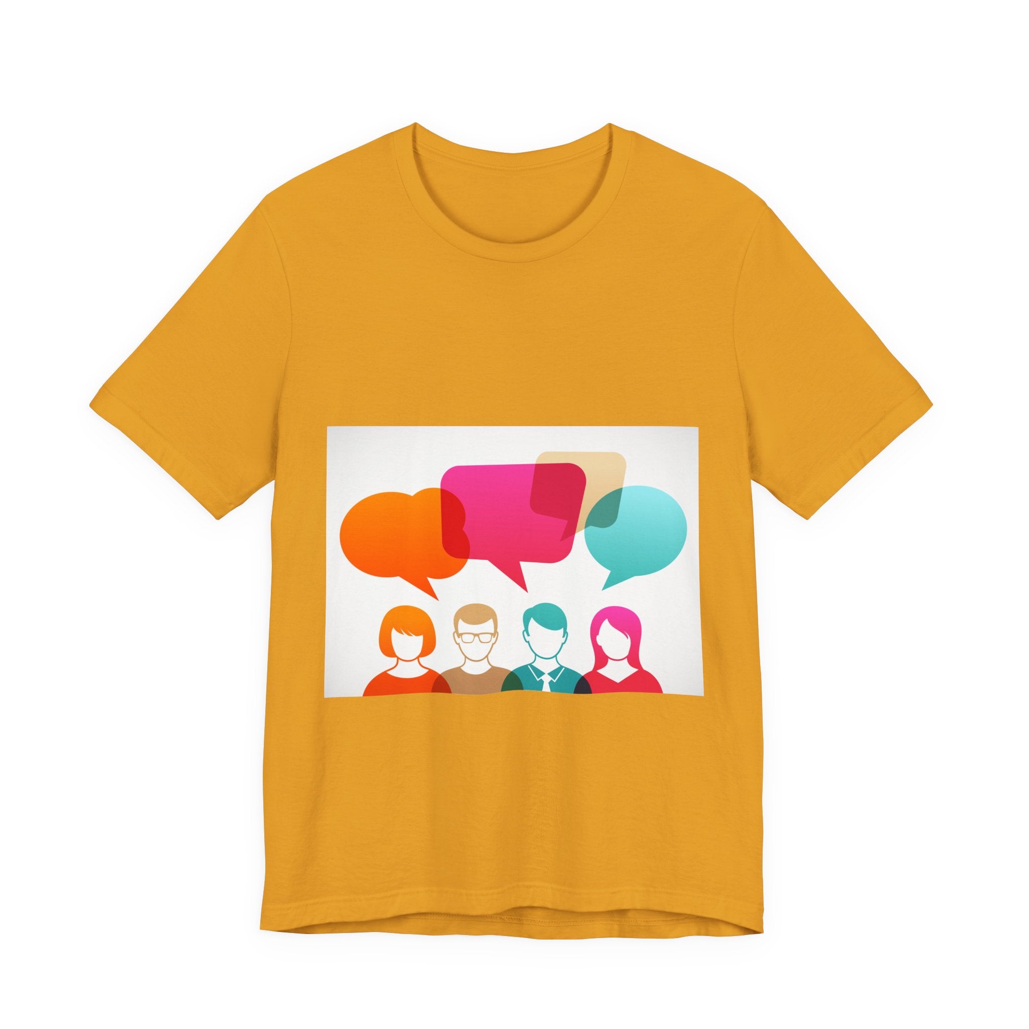 Conversation Crew Graphic Tee — Colorful Speech Bubble Design