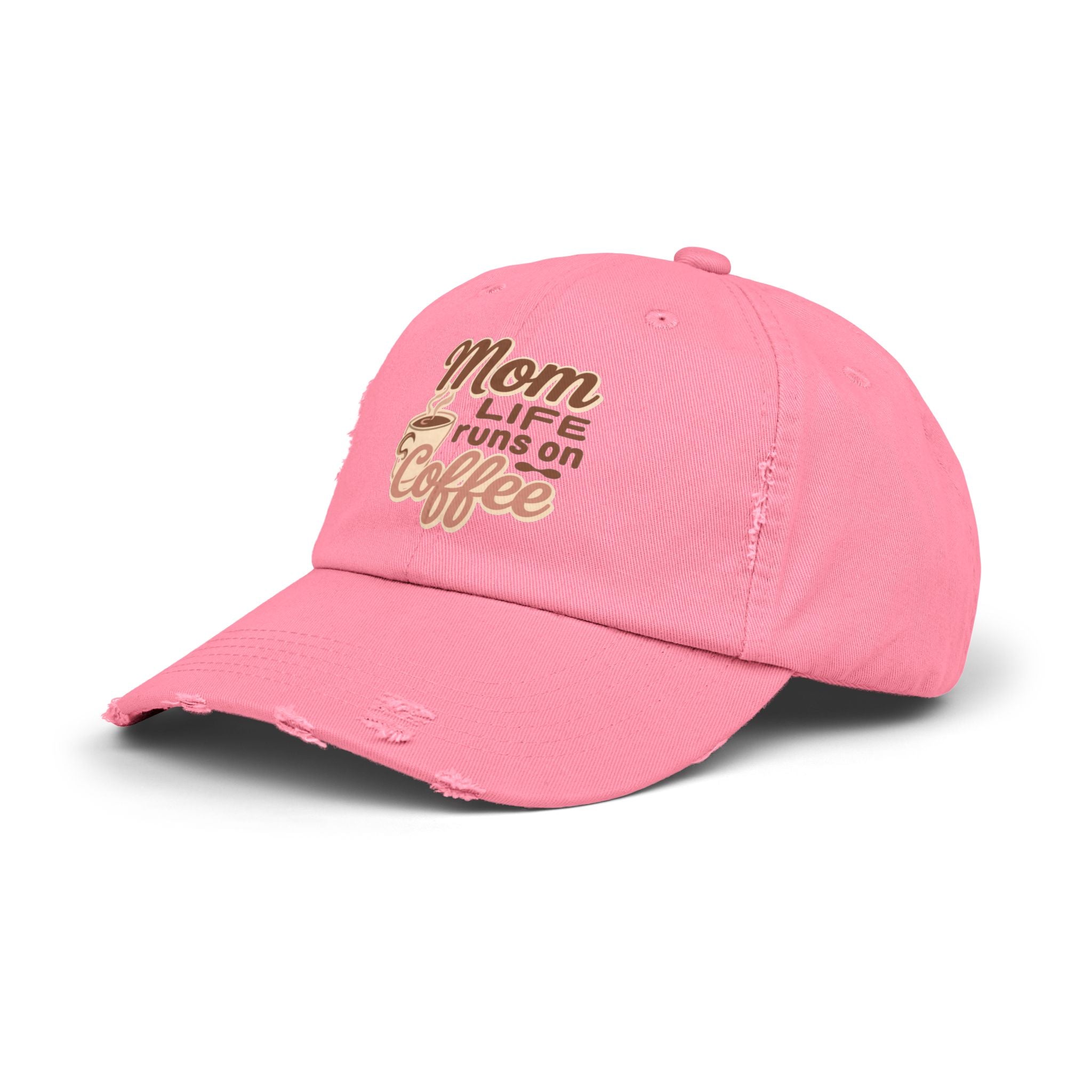 Mom Life Runs on Coffee Distressed Cap