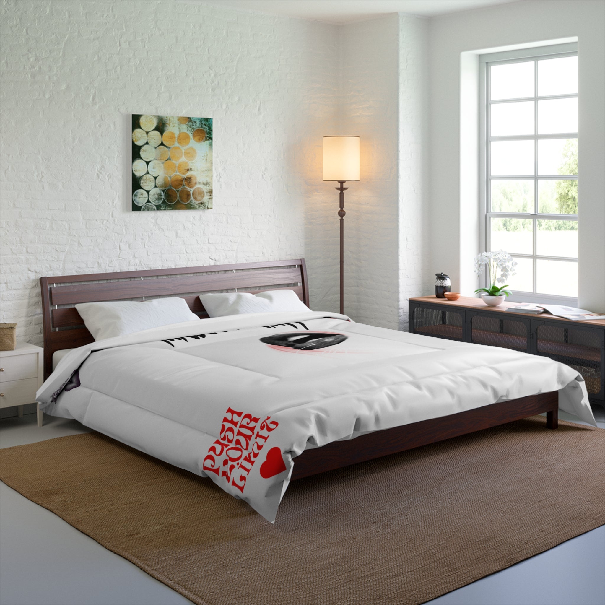 Lip Print Comforter – "Push Your Limits" Accent Bedspread