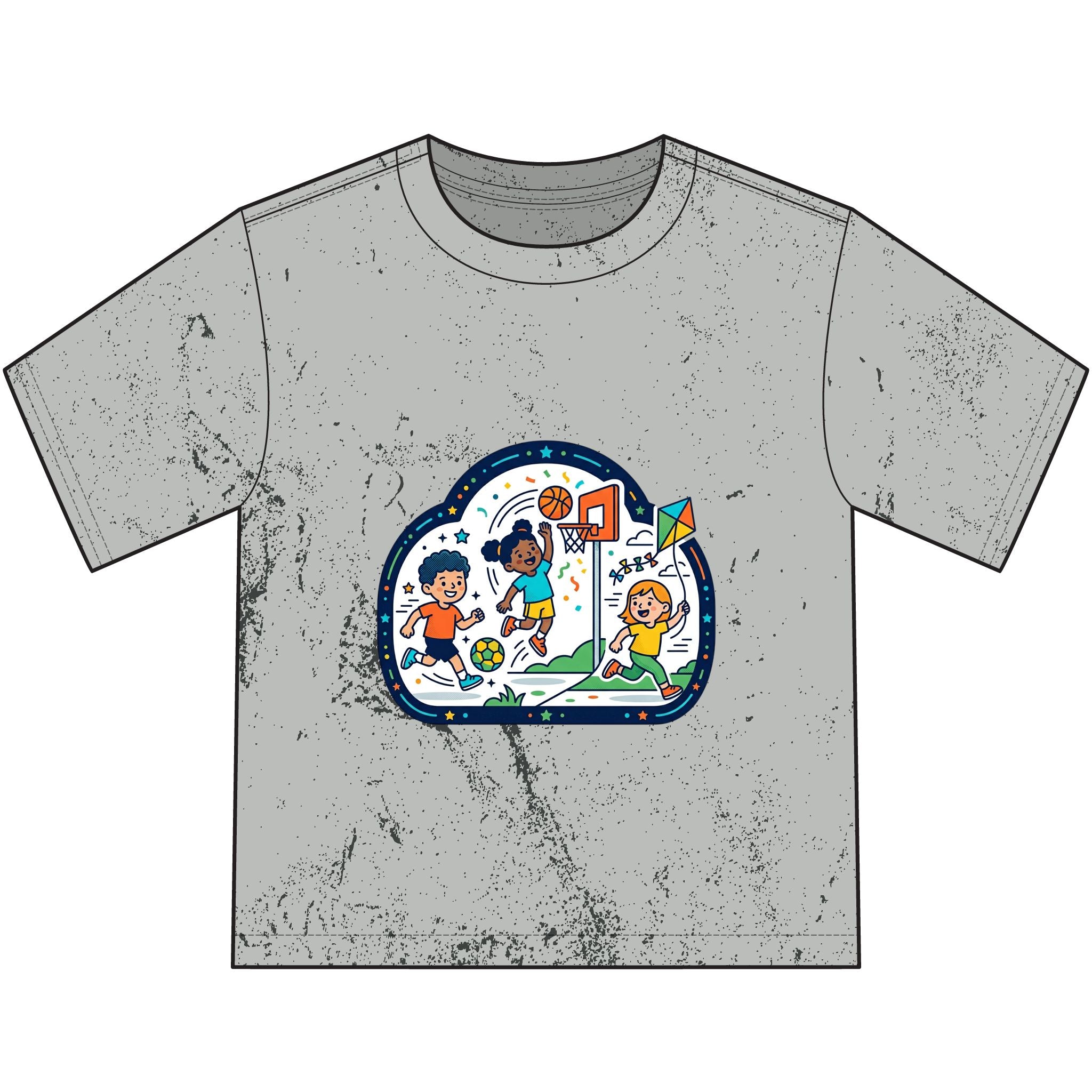 Kids Sports Playtime T-Shirt — Basketball & Soccer Adventure Graphic