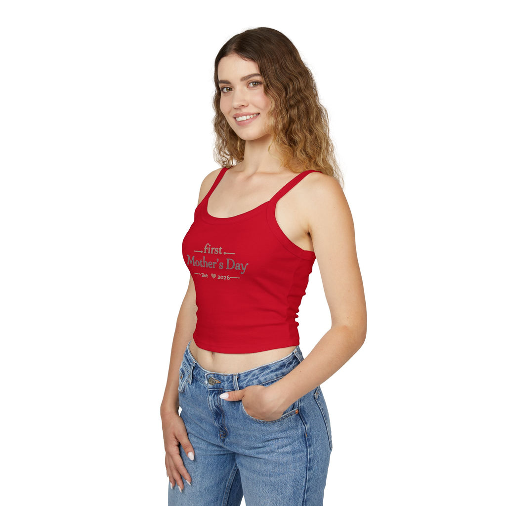 Mother's Day Tank Top — "First Mother's Day" / You Are My Sunlight Women’s Cropped Tank