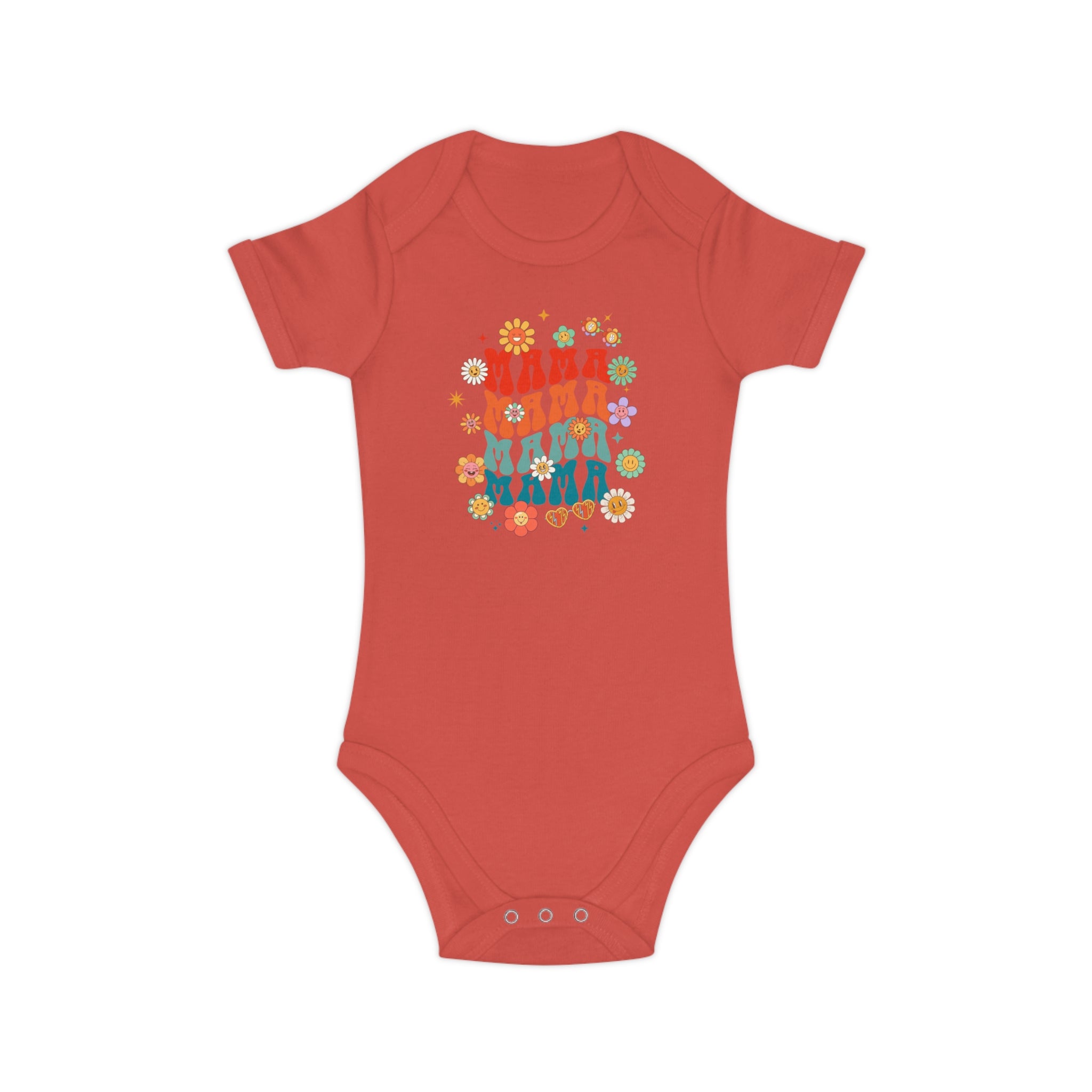 Retro Floral Family Baby Bodysuit — Colorful Vintage Dolls & Flowers
