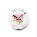 Acrylic Wall Clock — 'For All the Love You Gave' Floral Tribute Clock (Pink Magnolia, Heart Accent)