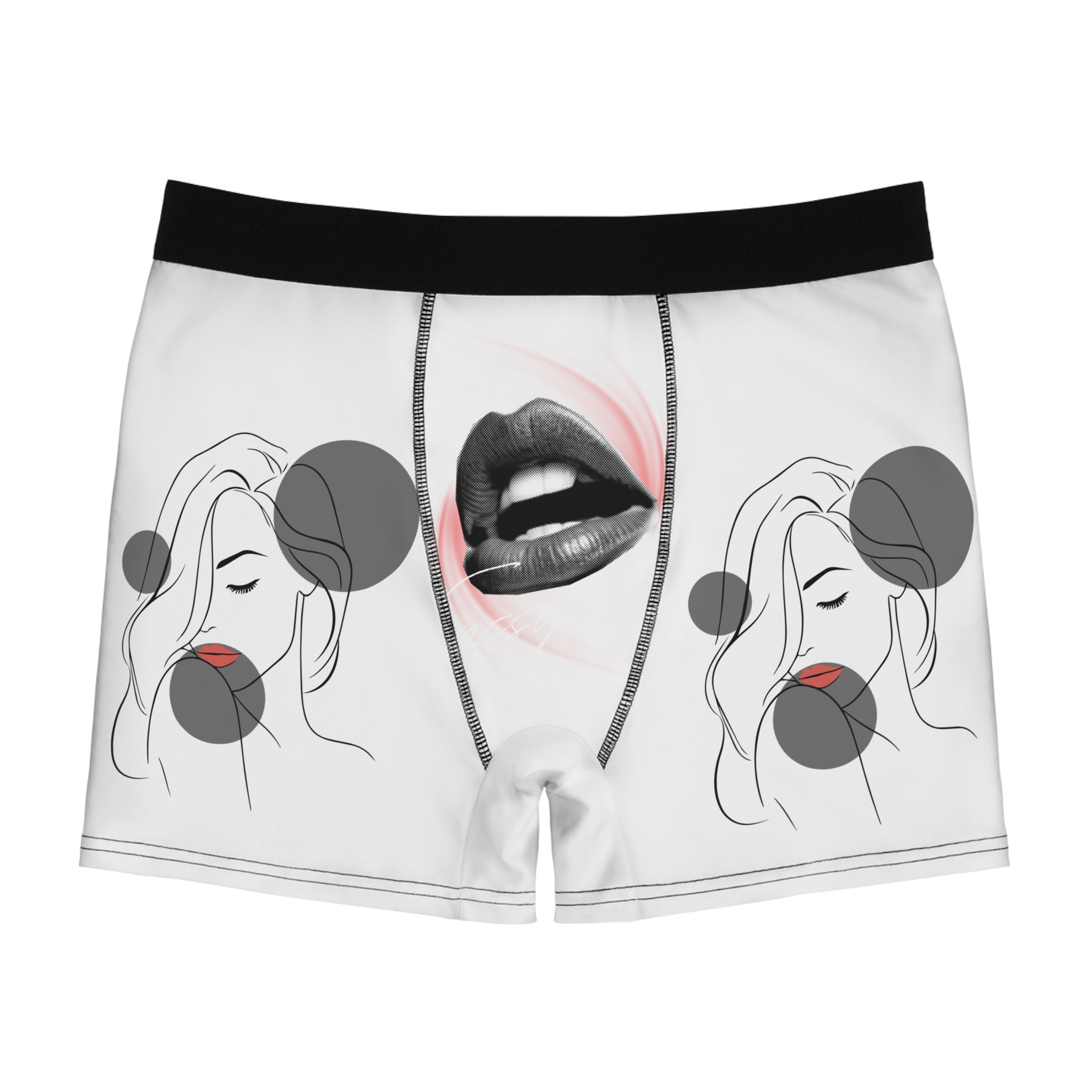 Men's Boxer Briefs — Minimalist Lip & Line Art Print