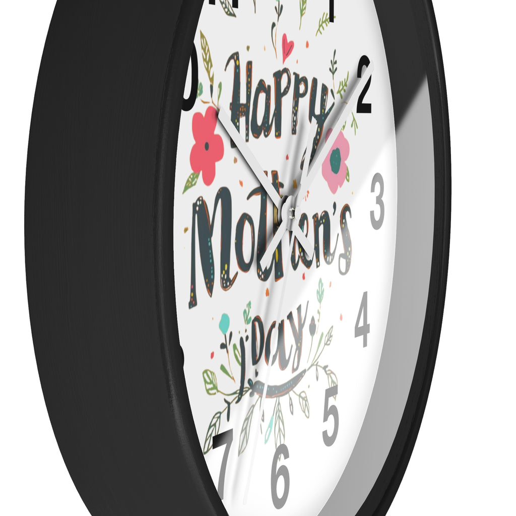 Mother's Day Wall Clock — 'Happy Mother's Day' Floral Decorative Clock