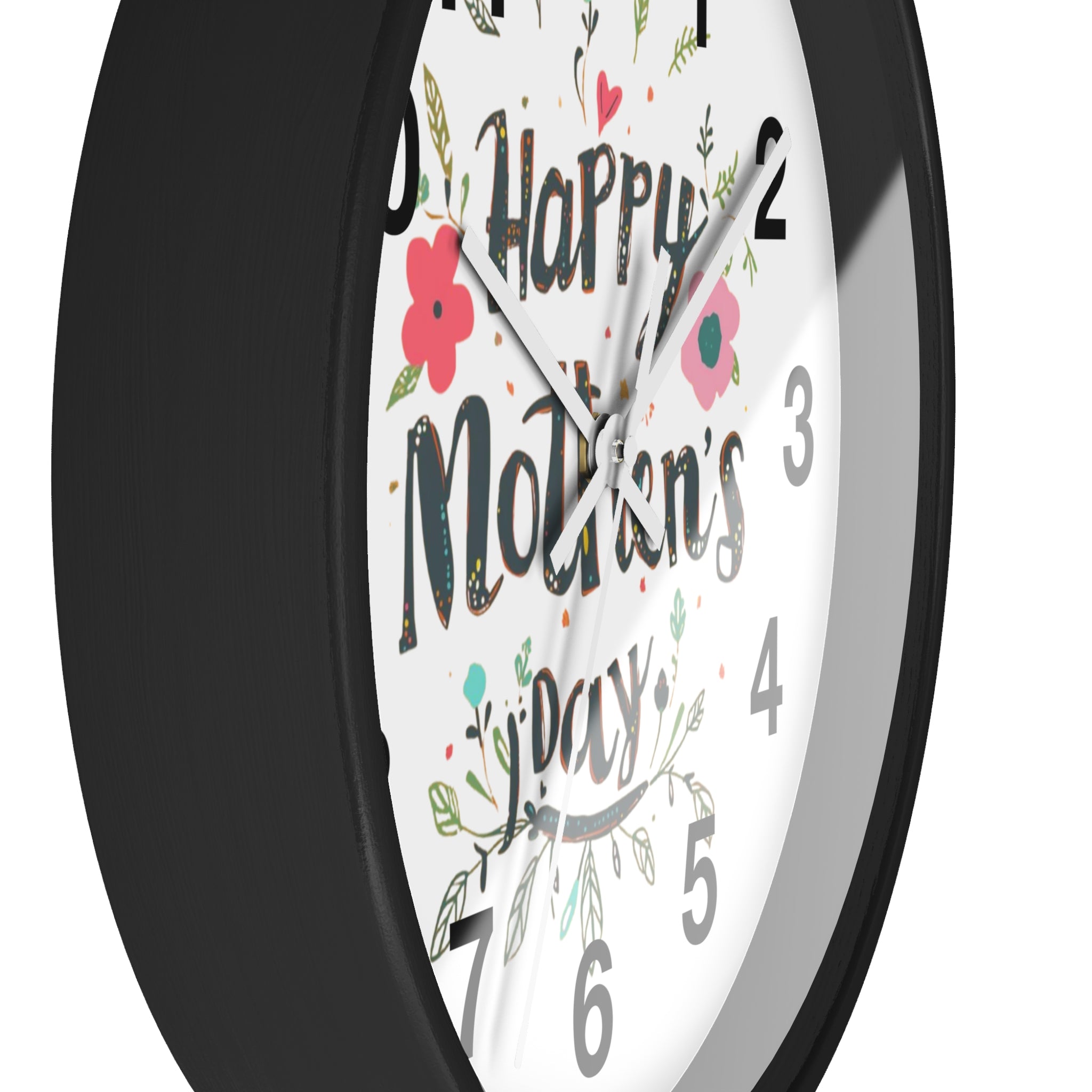 Mother's Day Wall Clock — 'Happy Mother's Day' Floral Decorative Clock