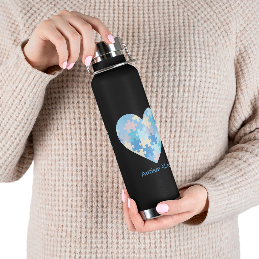 Autism Mom Puzzle Heart Copper Insulated Bottle — 22oz Vacuum Flask