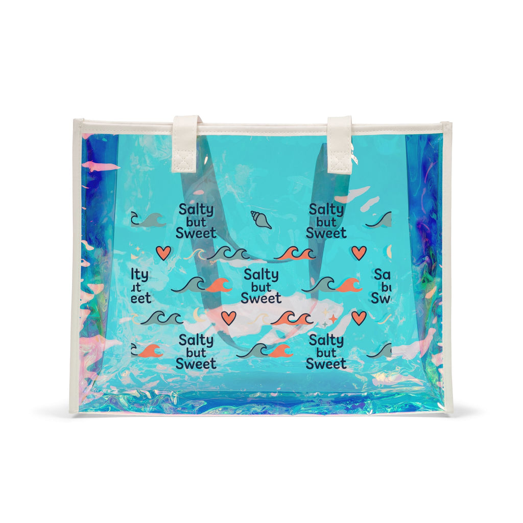 Holographic Beach Tote Bag — 'Salty but Sweet' Iridescent Carryall