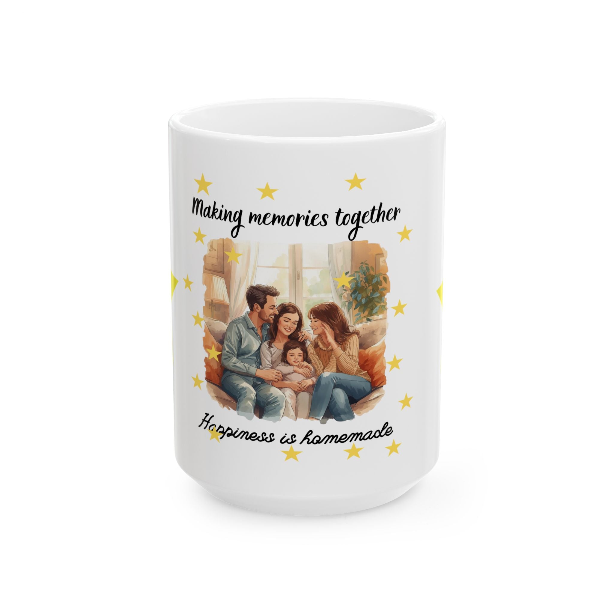 Family Moments Ceramic Mug - "Making Memories Together, Happiness Is Homemade" (11oz & 15oz)